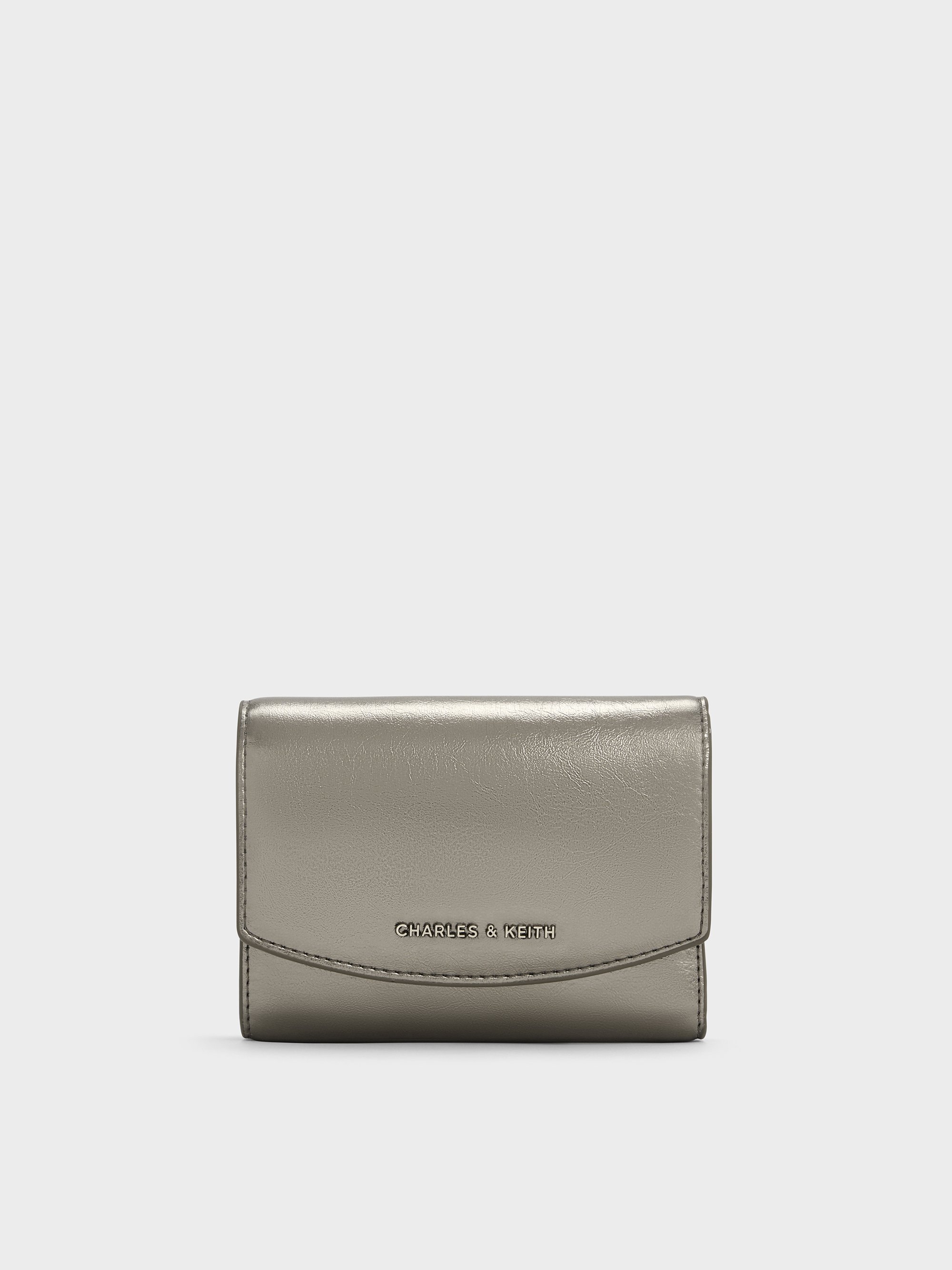 Charles & Keith - Briony Crinkle-effect Curved Flap Wallet