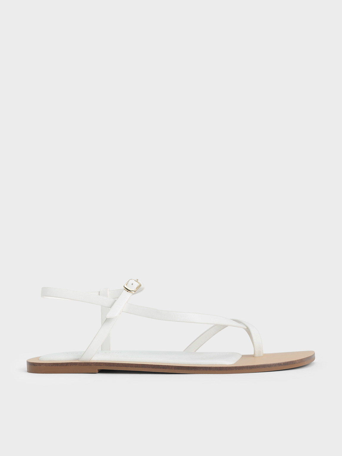 White Asymmetric Toe Ring Sandals - CHARLES & KEITH PH