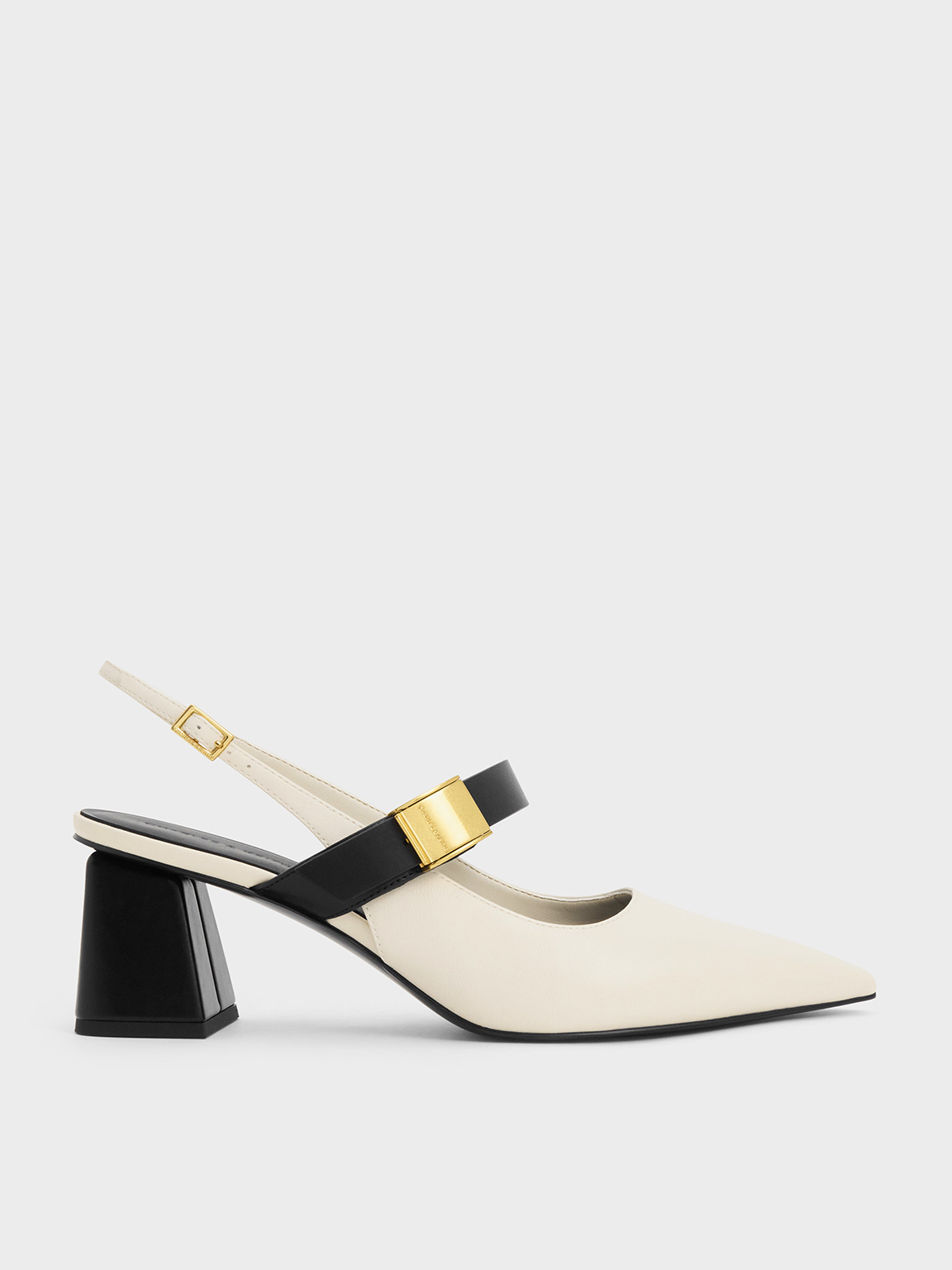 Charles & Keith - Yvette Mary Jane Slingback Pumps In Chalk