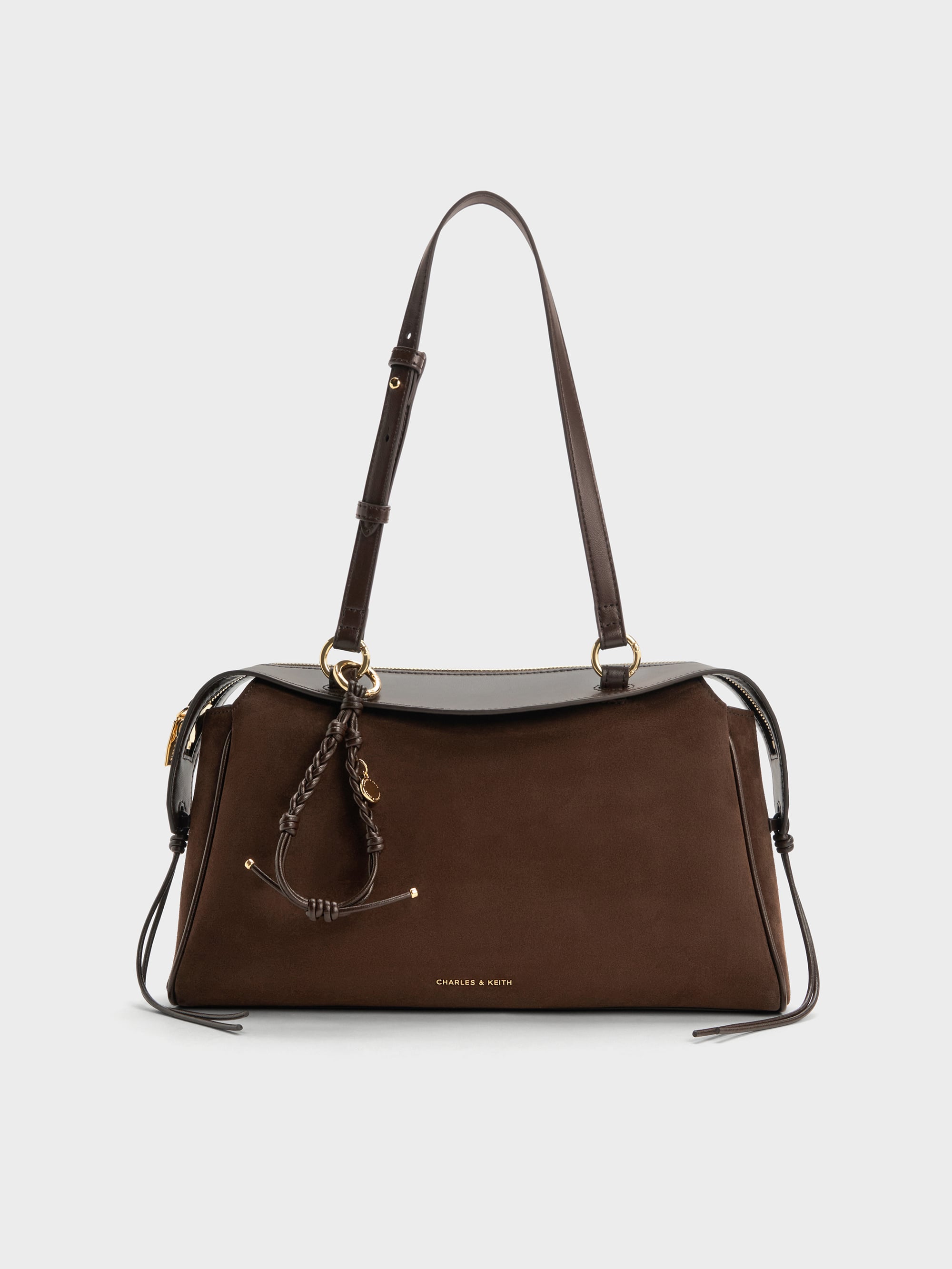Haylen Braided-Charm Tote Bag - Espresso Brown - CHARLES & KEITH TW
