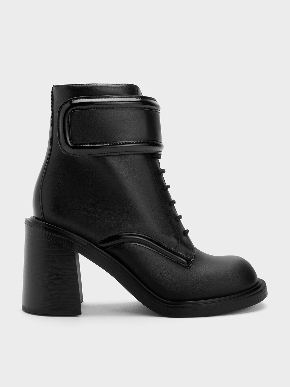 Black Rosalie Leather Ankle Boots - CHARLES & KEITH US