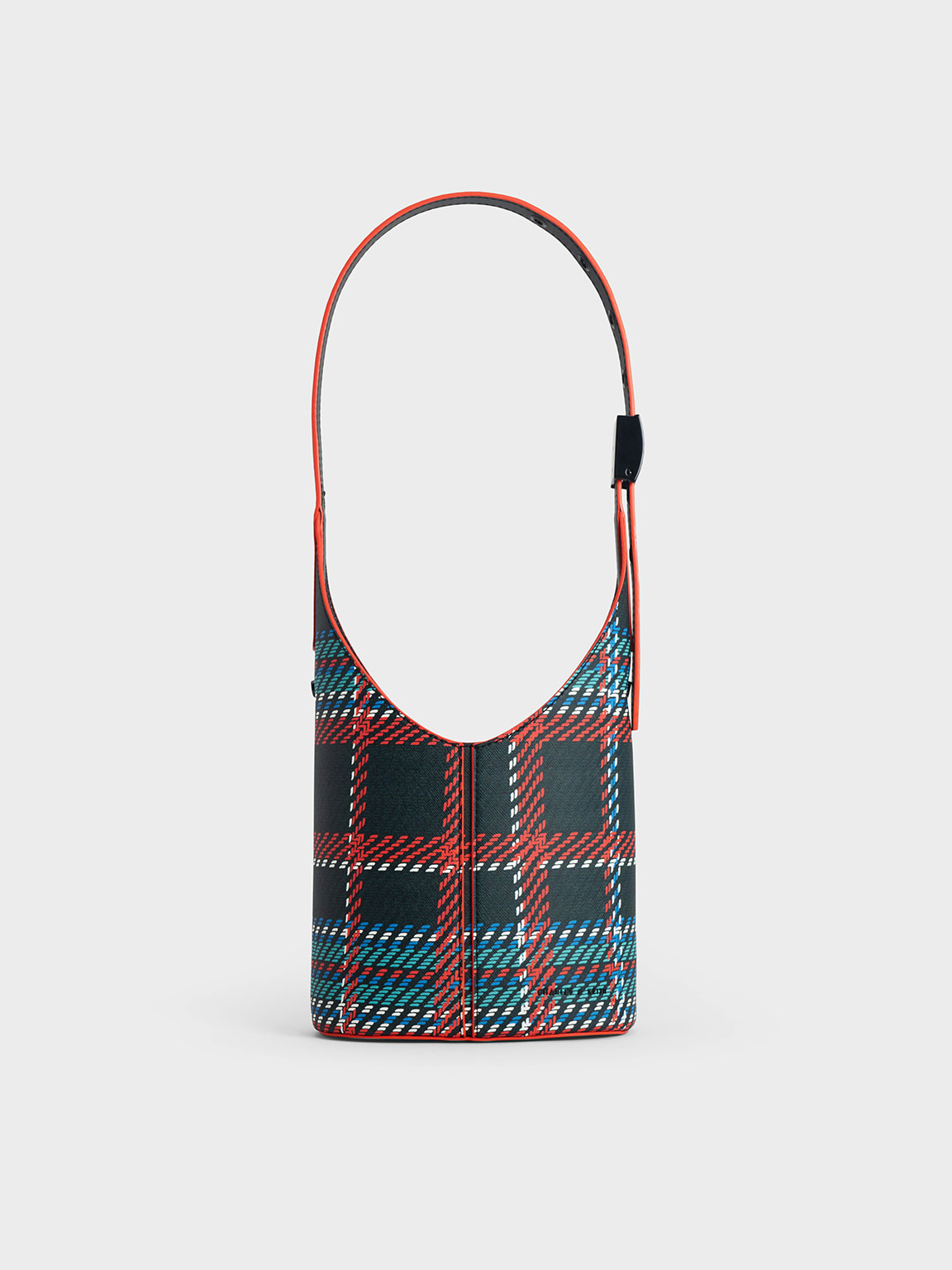 Black Textured Altea Plaid Bucket Bag CHARLES KEITH US
