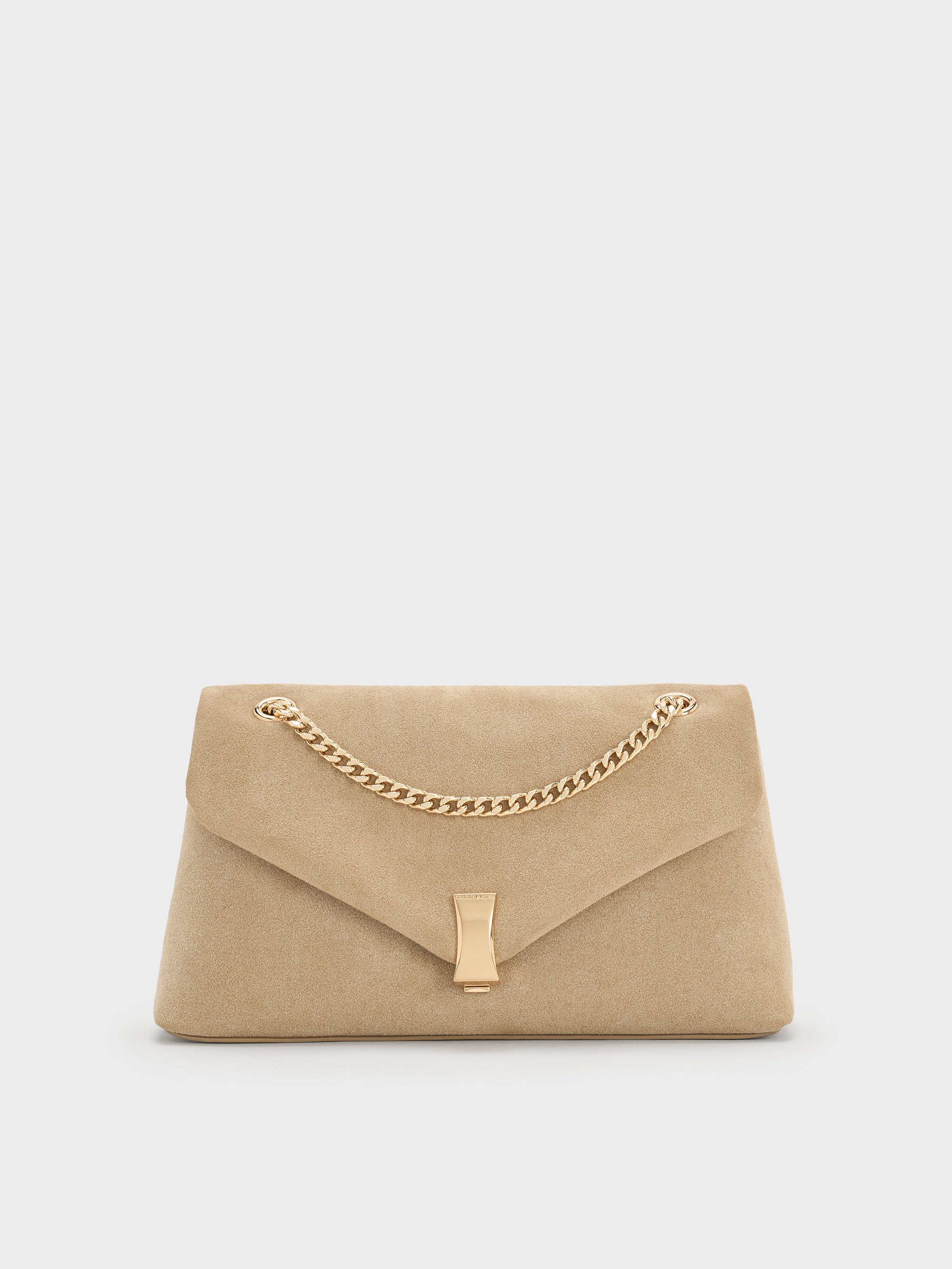 Charles & Keith - Lilibet Recycled Suede Metallic-accent Chain-strap Bag