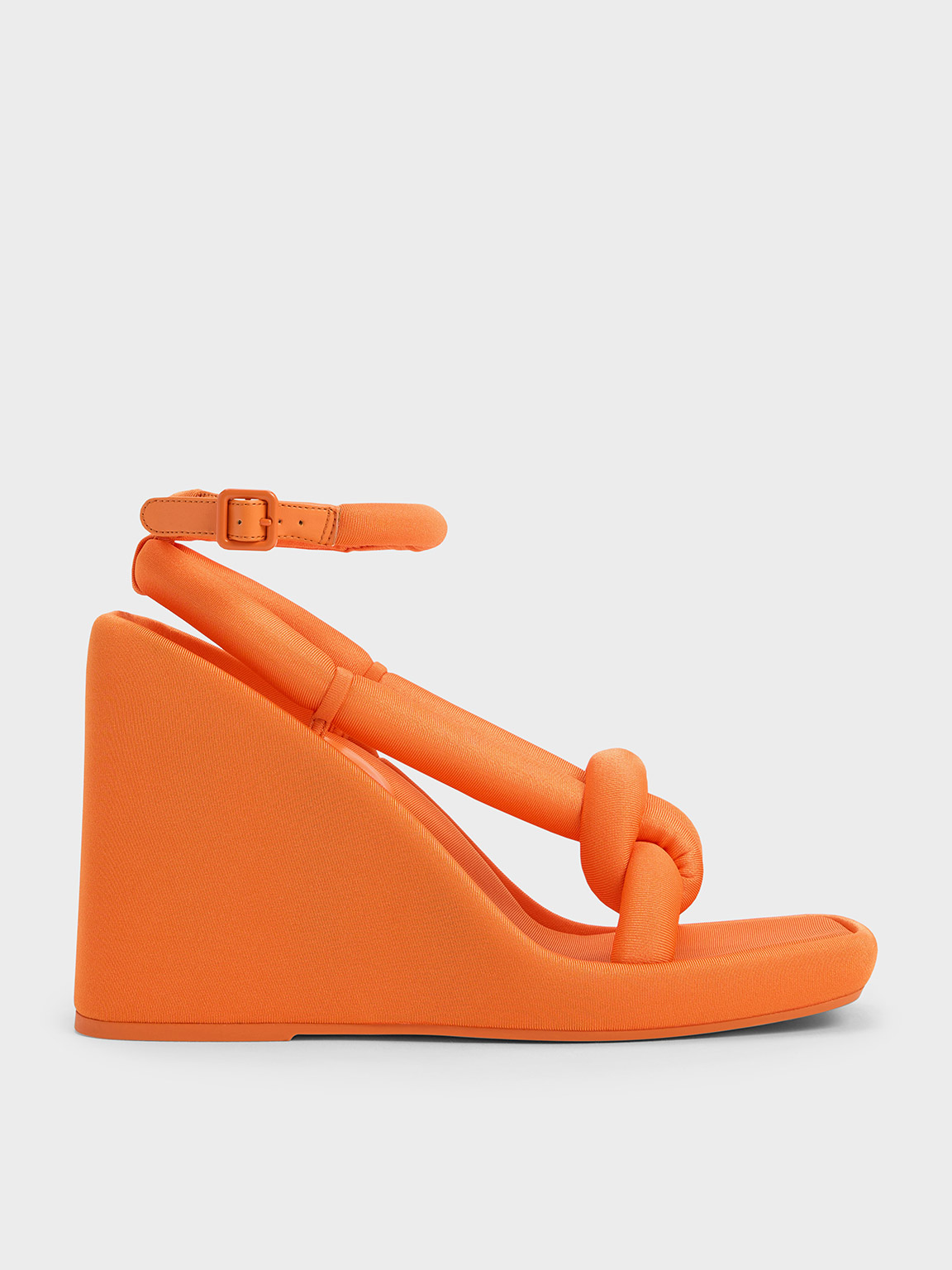 Shop Charles & Keith - Toni Knotted Puffy-strap Wedges In Orange
