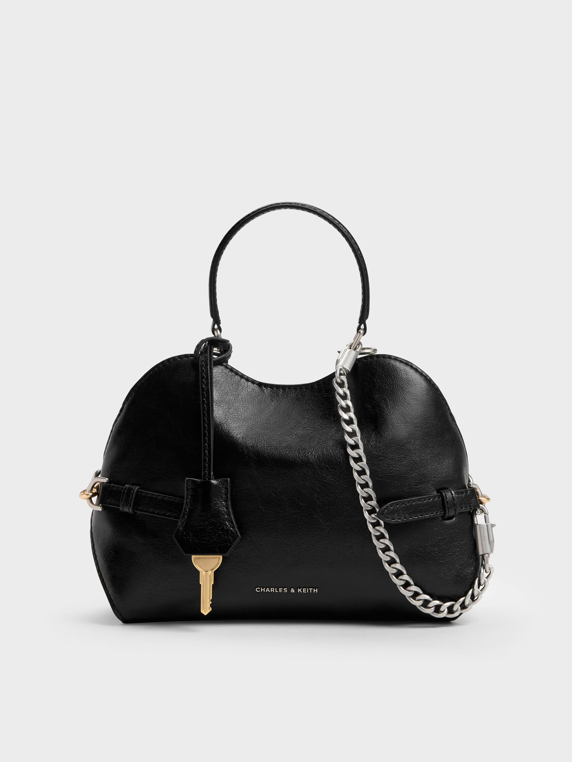 Delfina Chain Side-Belt Tote Bag - Noir - CHARLES & KEITH US