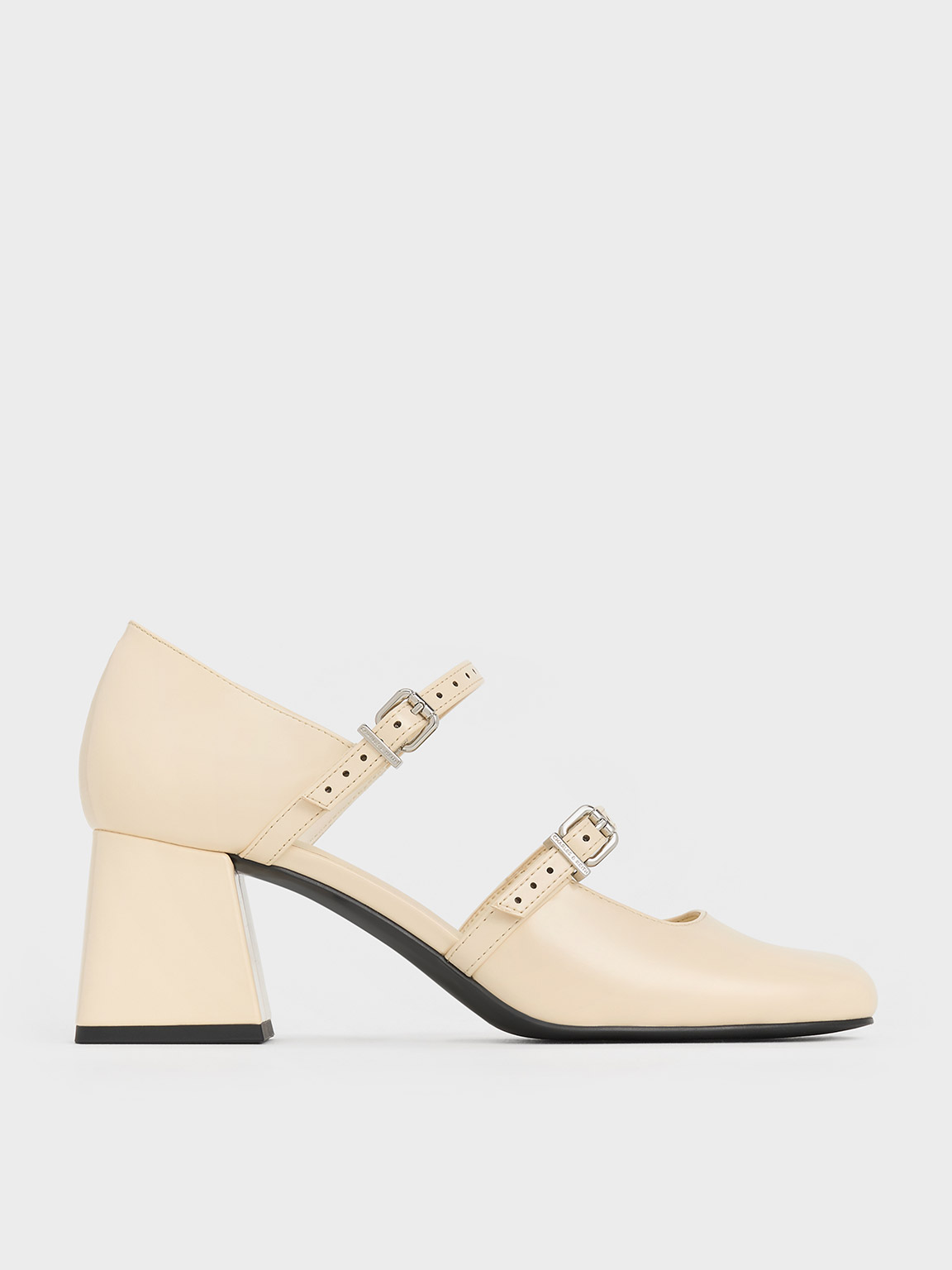 Charles & Keith - Double-strap D'orsay Pumps In Beige