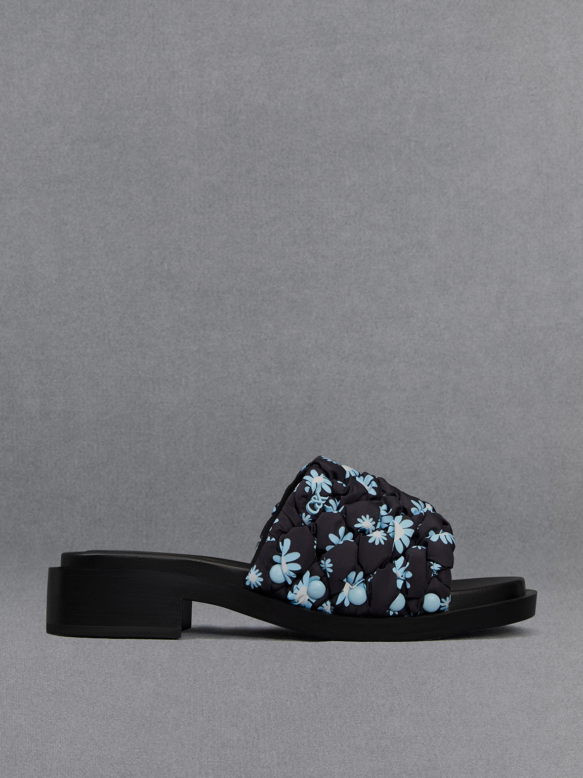 Charles & Keith Nylon Puffy Floral-print Sandals In Multi