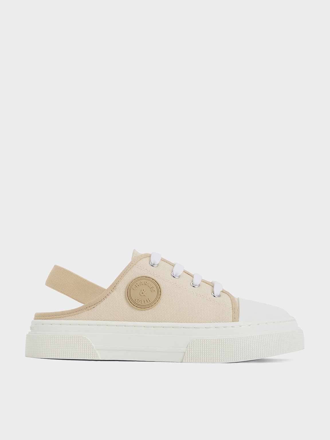 Charles & Keith - Girls' Two-tone Slingback Sneakers In Taupe