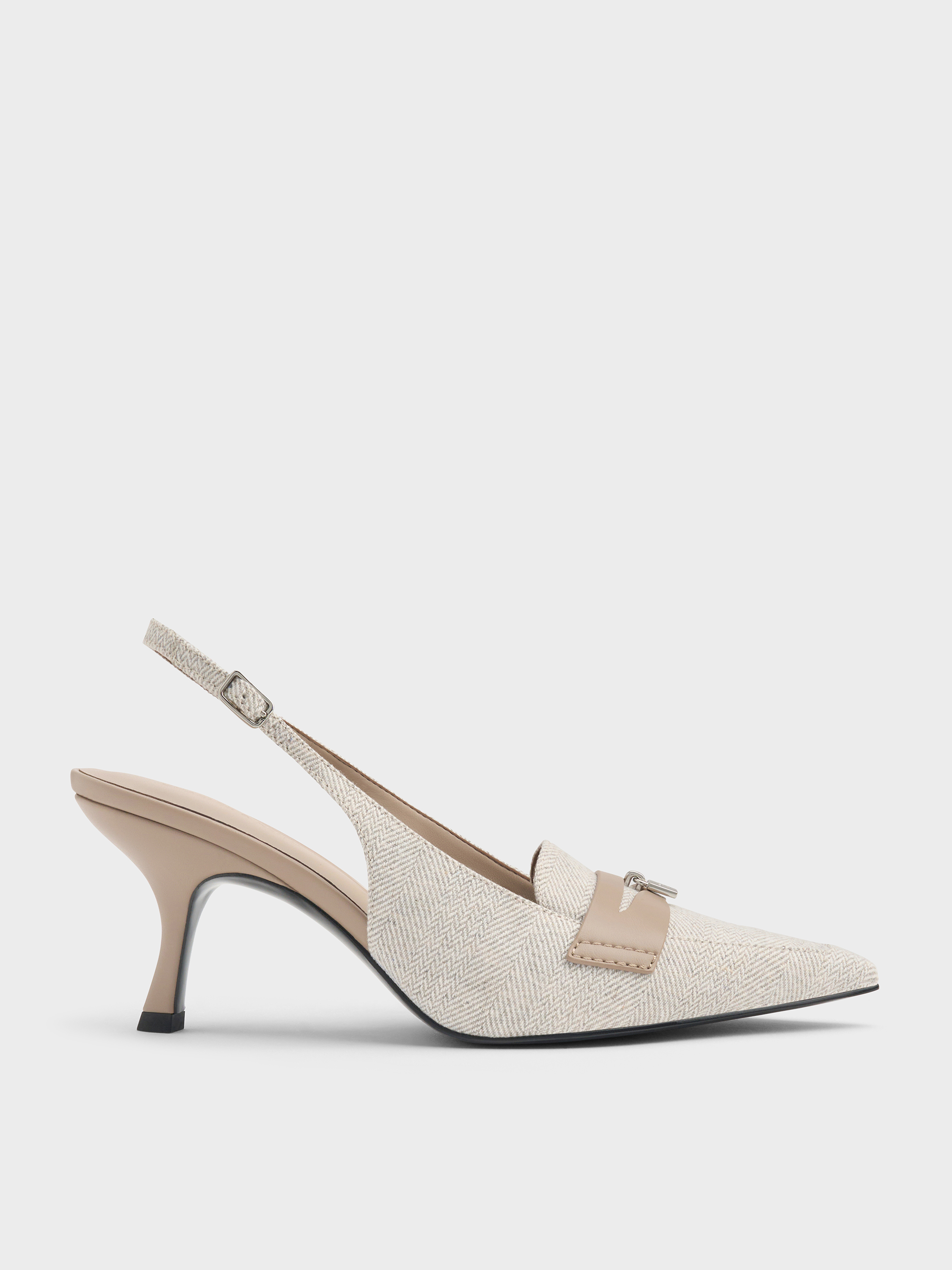 Griselda Two-Tone Slingback Pumps - Light Grey - CHARLES & KEITH US