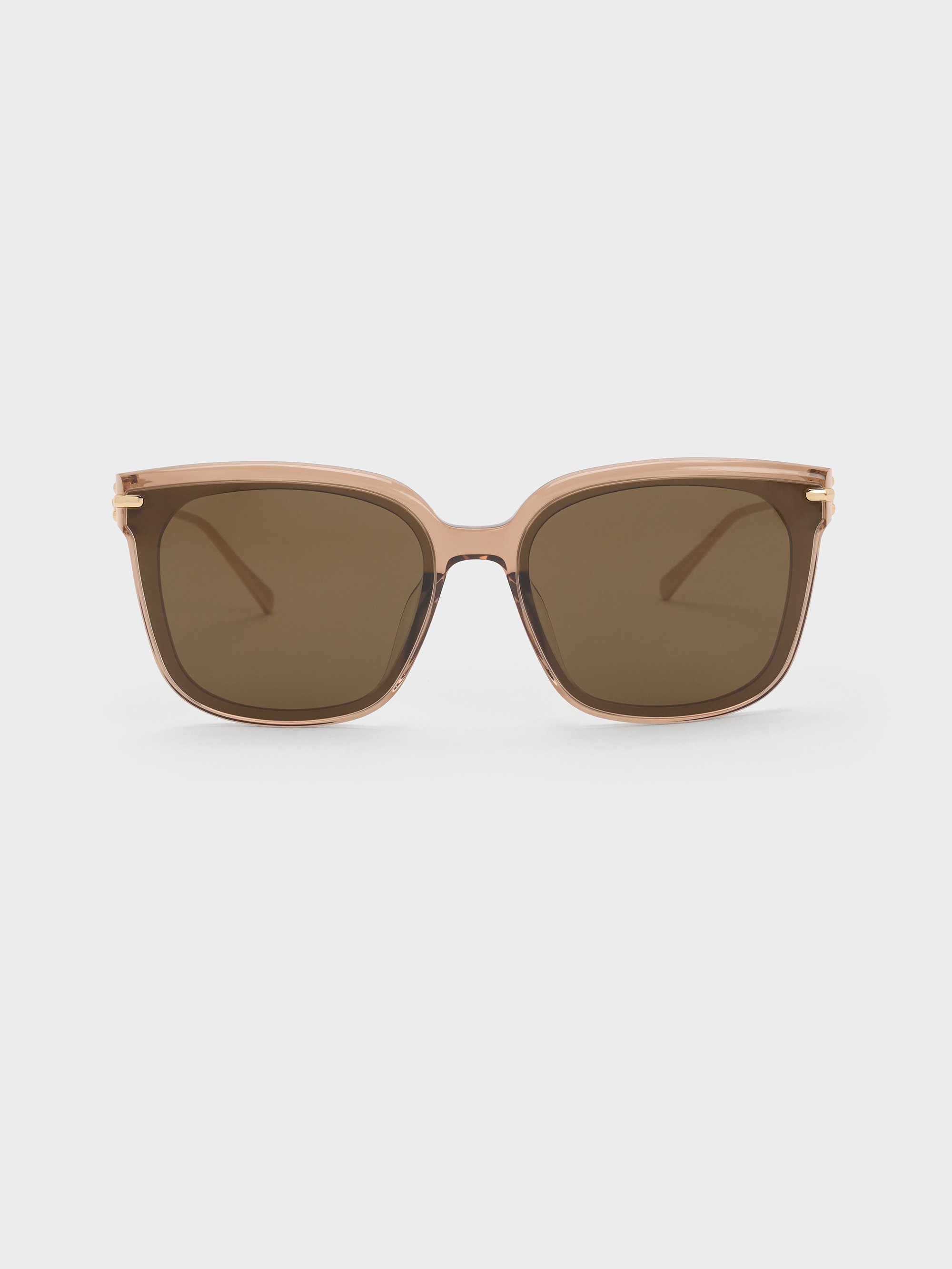Charles & Keith - Kris Chain-detail Sunglasses In Brown