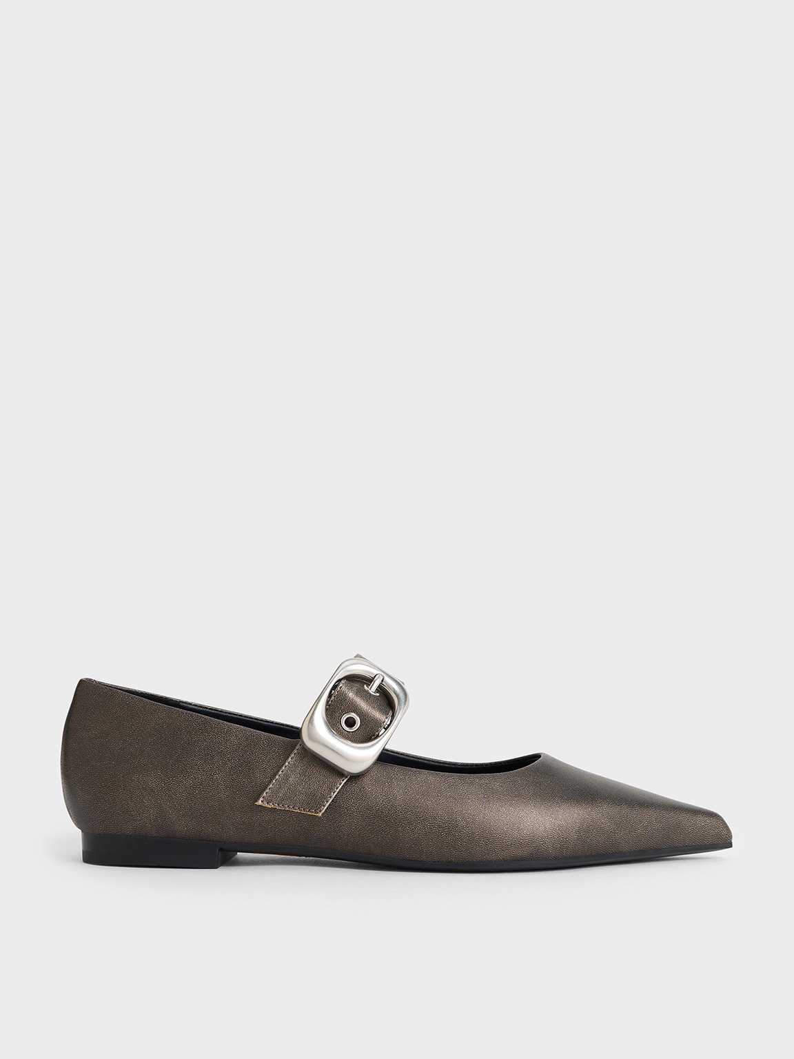 GRAPE MARGERY BLACK MARY JANE 23cm／廃盤品 Black Textured Gertrude Mesh Mary Jane Flats - CHARLES