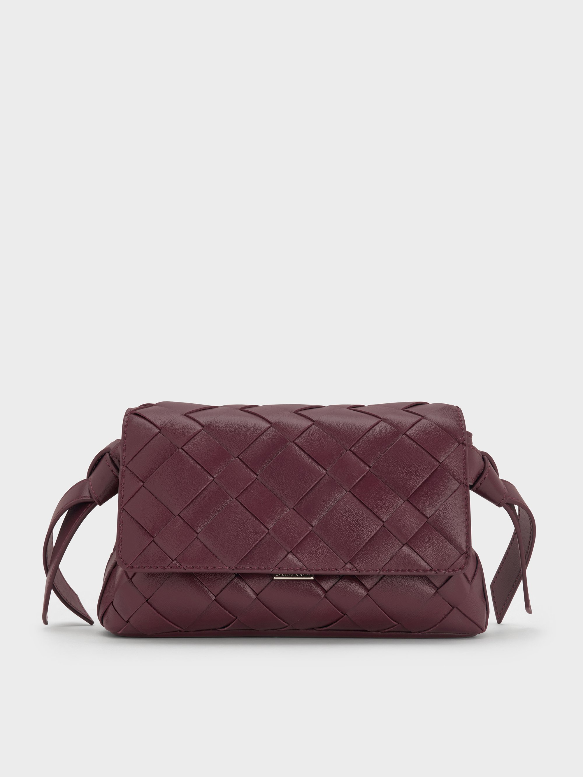Charles & Keith - Ivette Woven Crossbody Bag In Red
