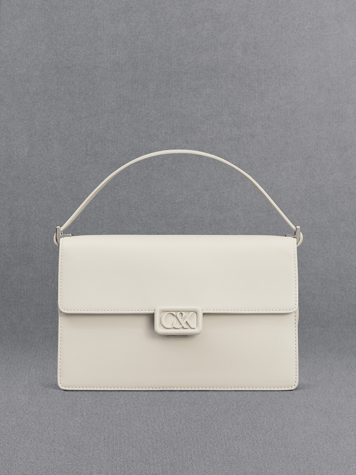Shop Charles & Keith Leather Shoulder Bag In White