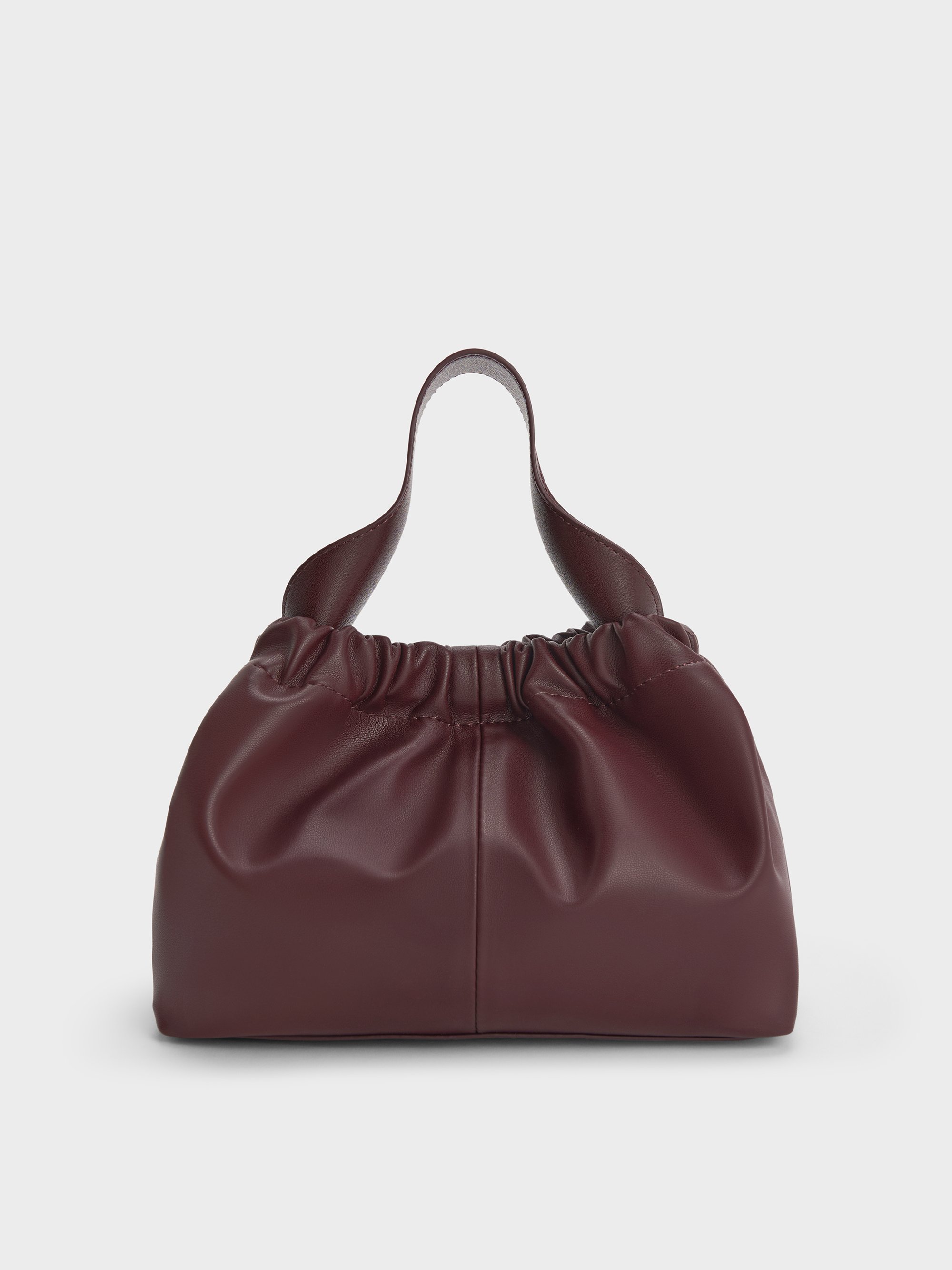 Charles & Keith - Ally Ruched Slouchy Chain-handle Bag In Red