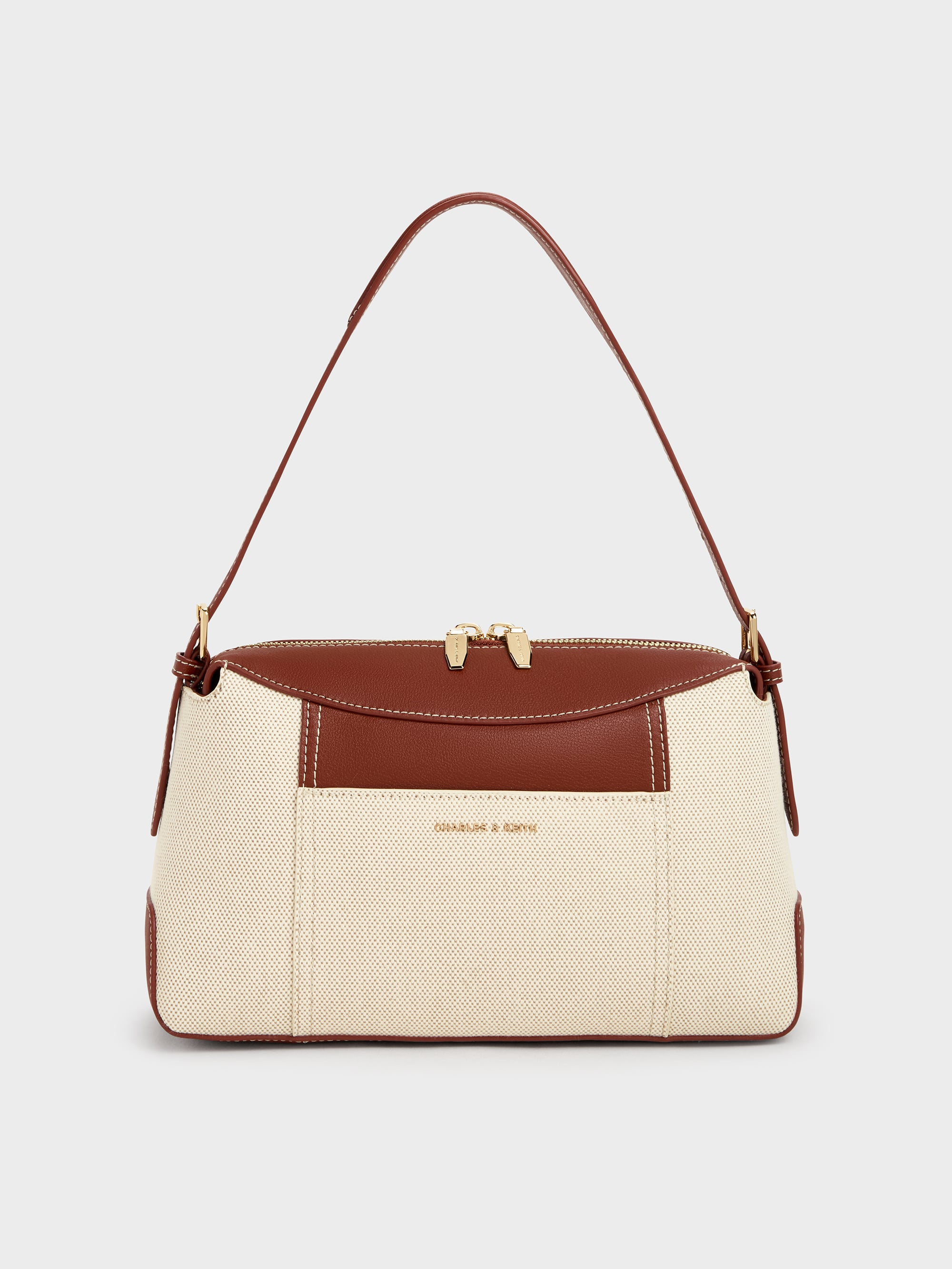 Roan Canvas Top Handle Bag - Brick - CHARLES & KEITH US