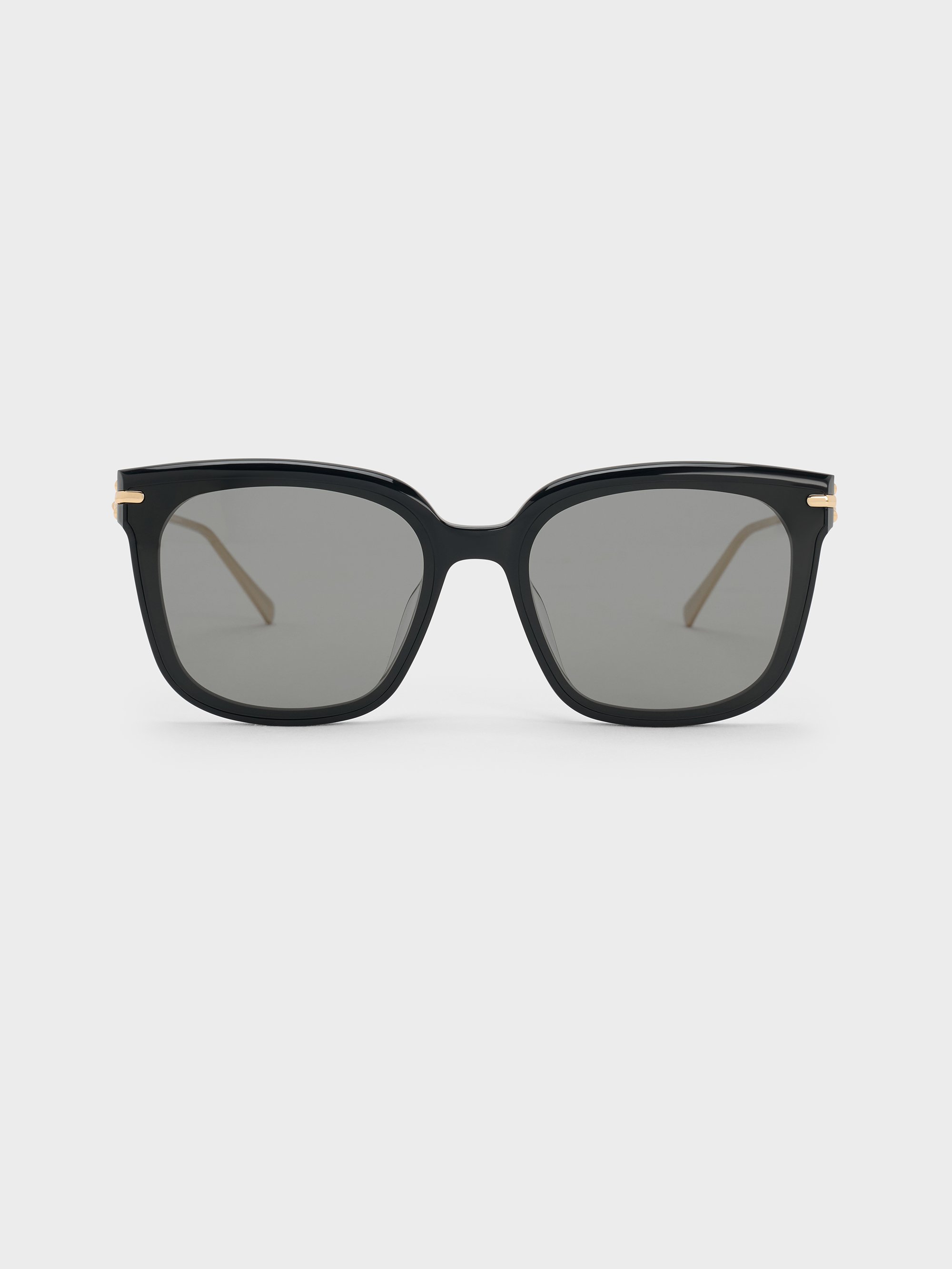 Charles & Keith - Kris Chain-detail Sunglasses In Black