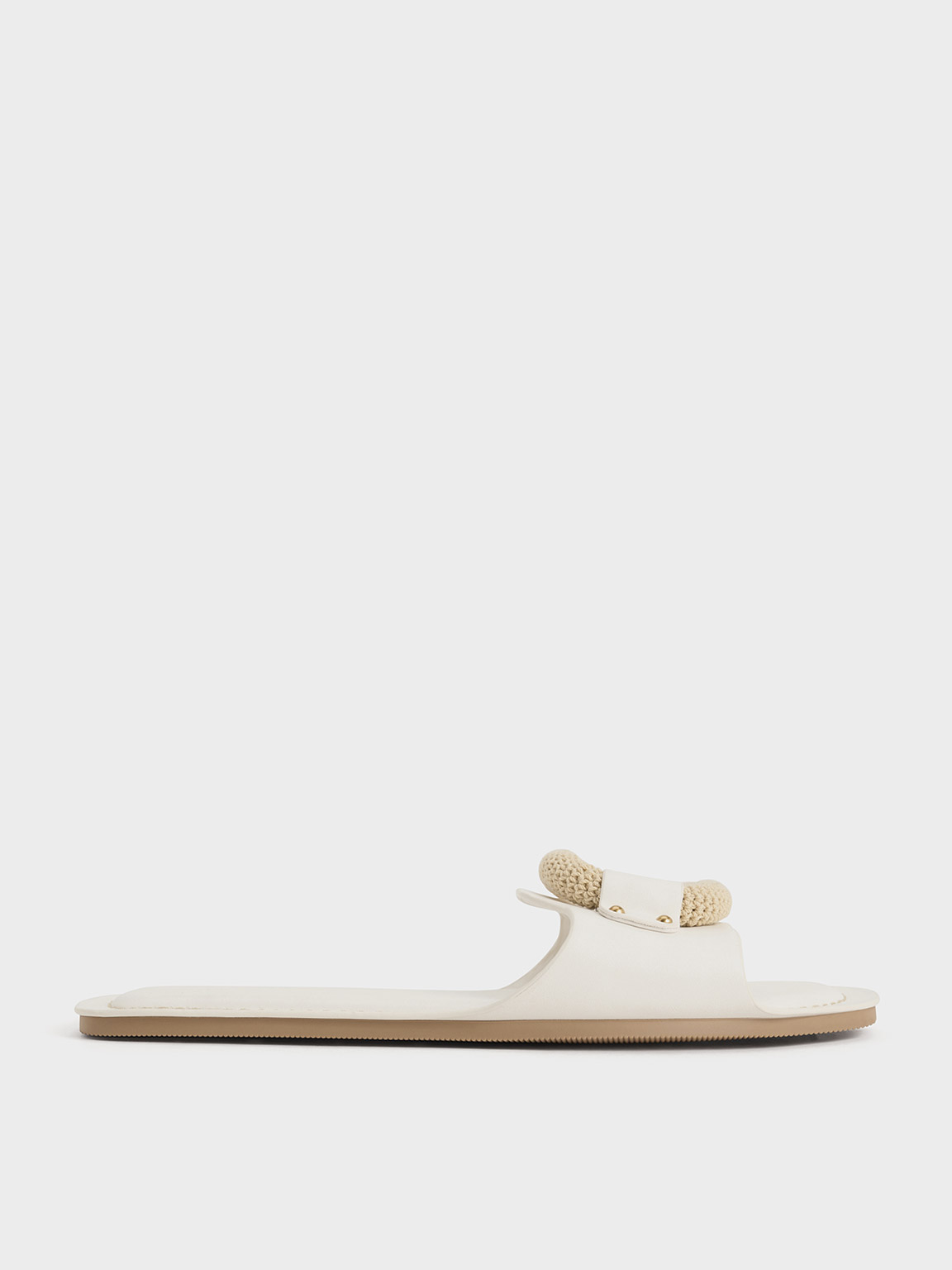 Shop Charles & Keith - Raffia Ring Slide Sandals In White