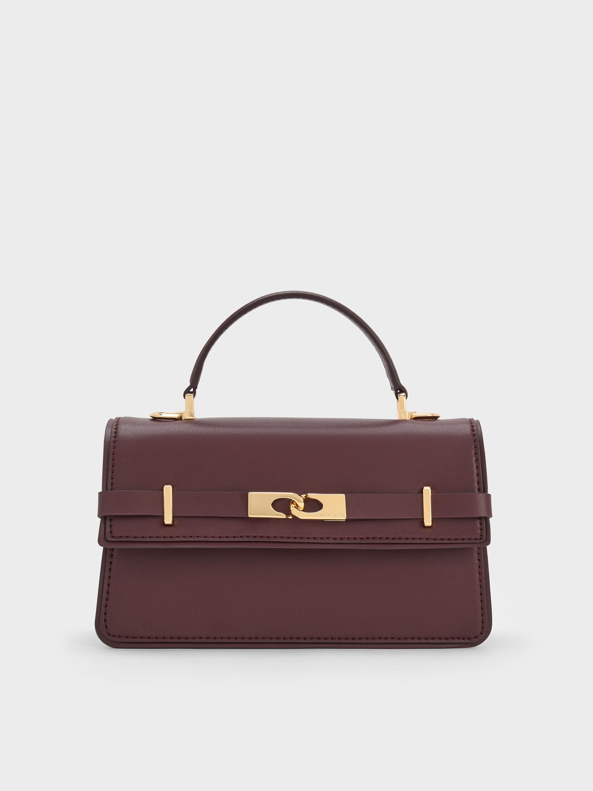 Charles & Keith - Arlet Belted Top Handle Bag In Red