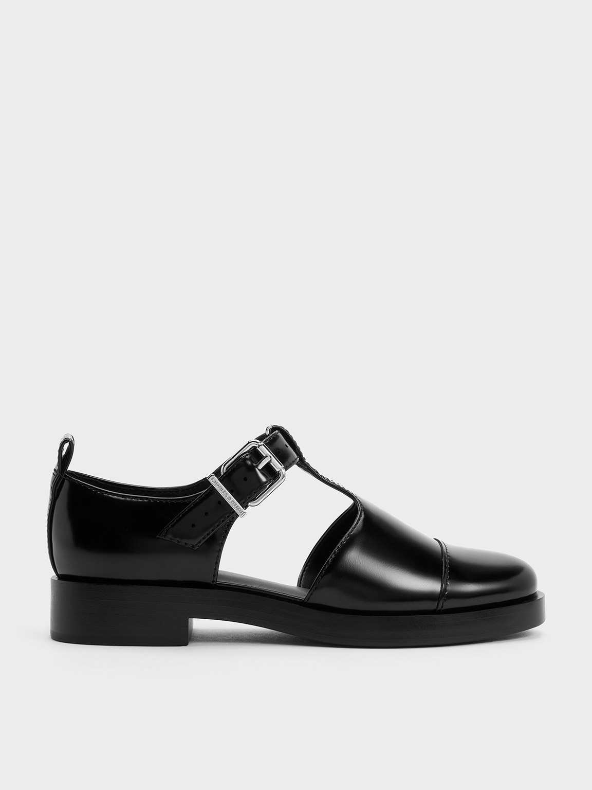 Charles & Keith Charly T-bar Buckled Sandals In Black Box