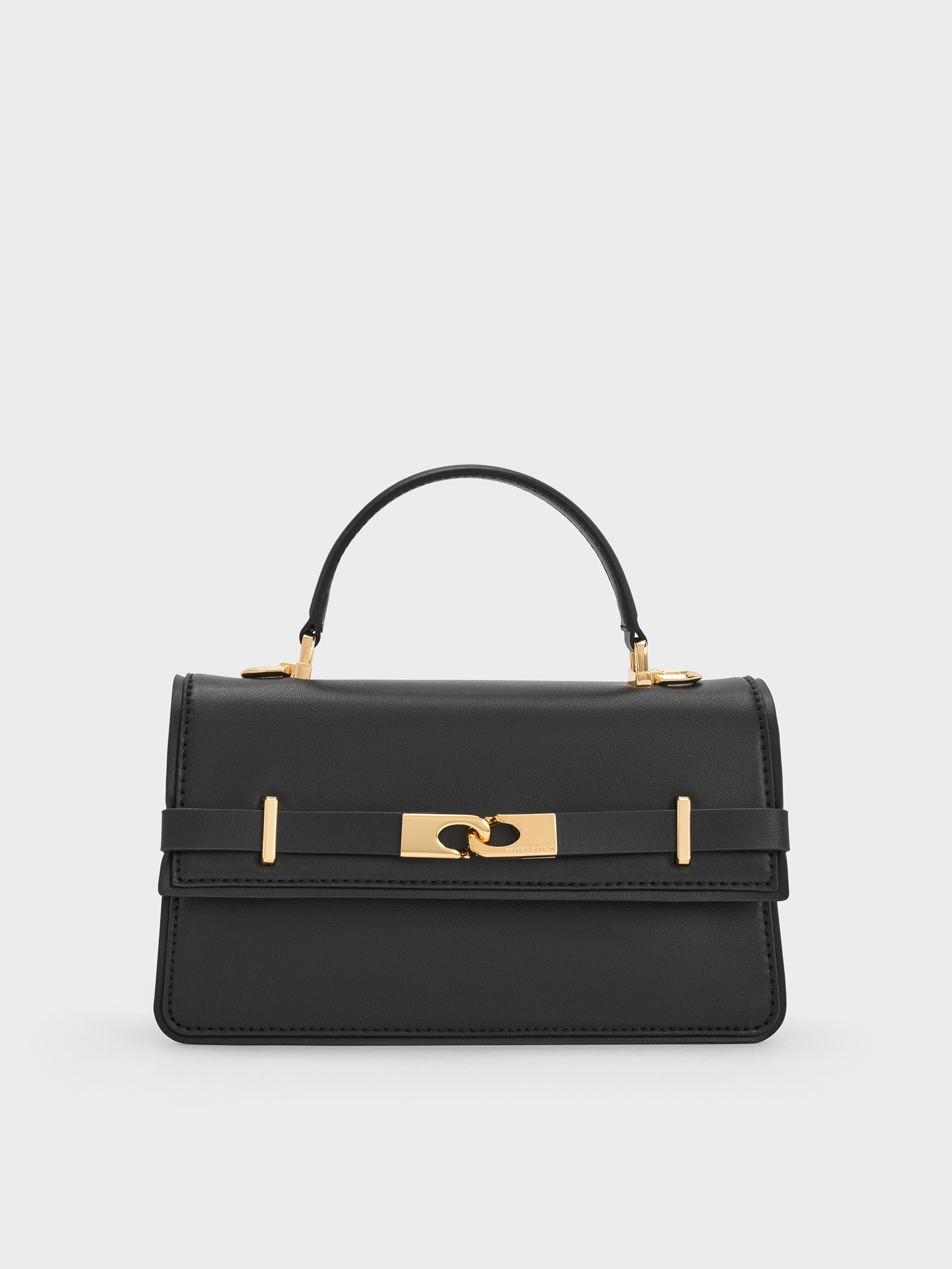 Charles & Keith - Arlet Belted Top Handle Bag In Black
