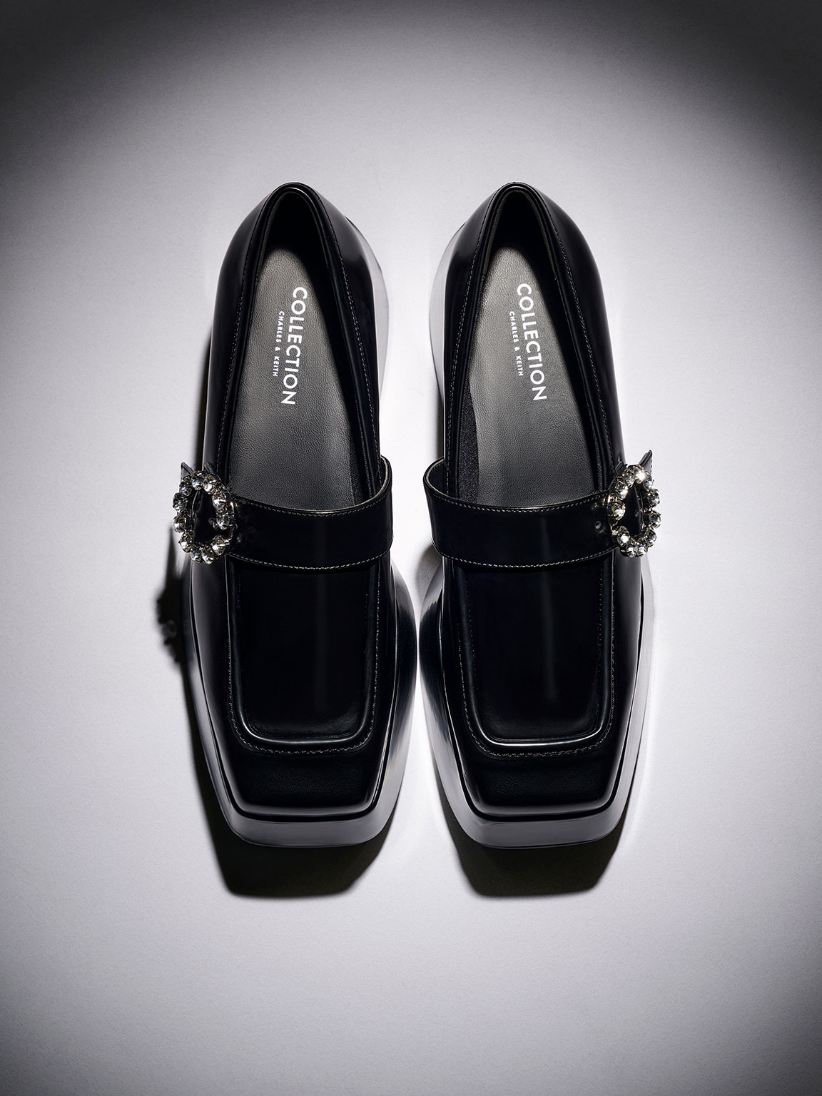 Black Gem-Embellished Chunky Platform 