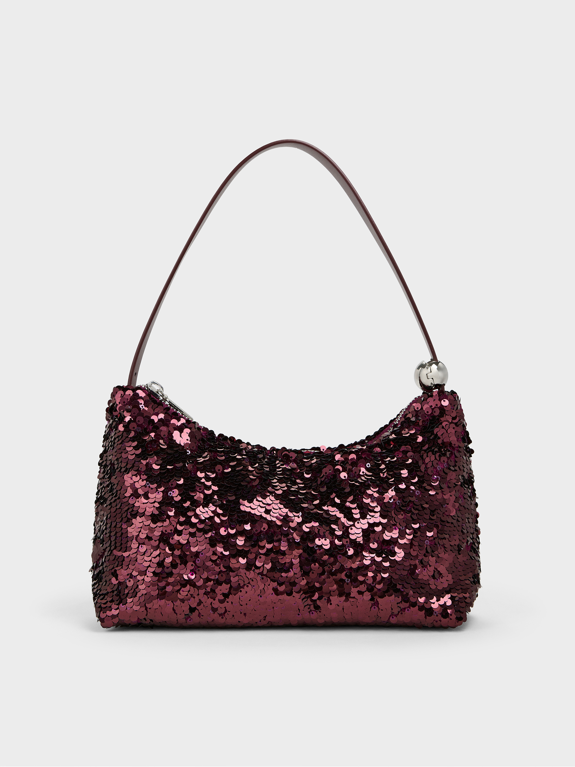 Charles & Keith - Jesmyn Sequinned Two-way Bag In Burgundy