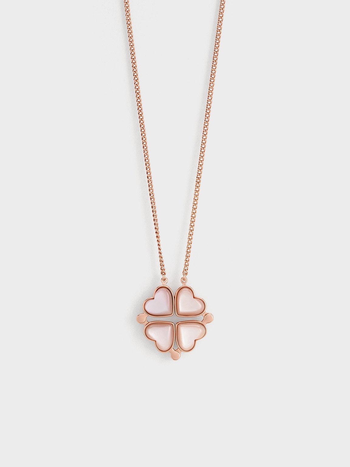 Charles & Keith - Women's Annalise Clover Heart Necklace, Rose Gold, R