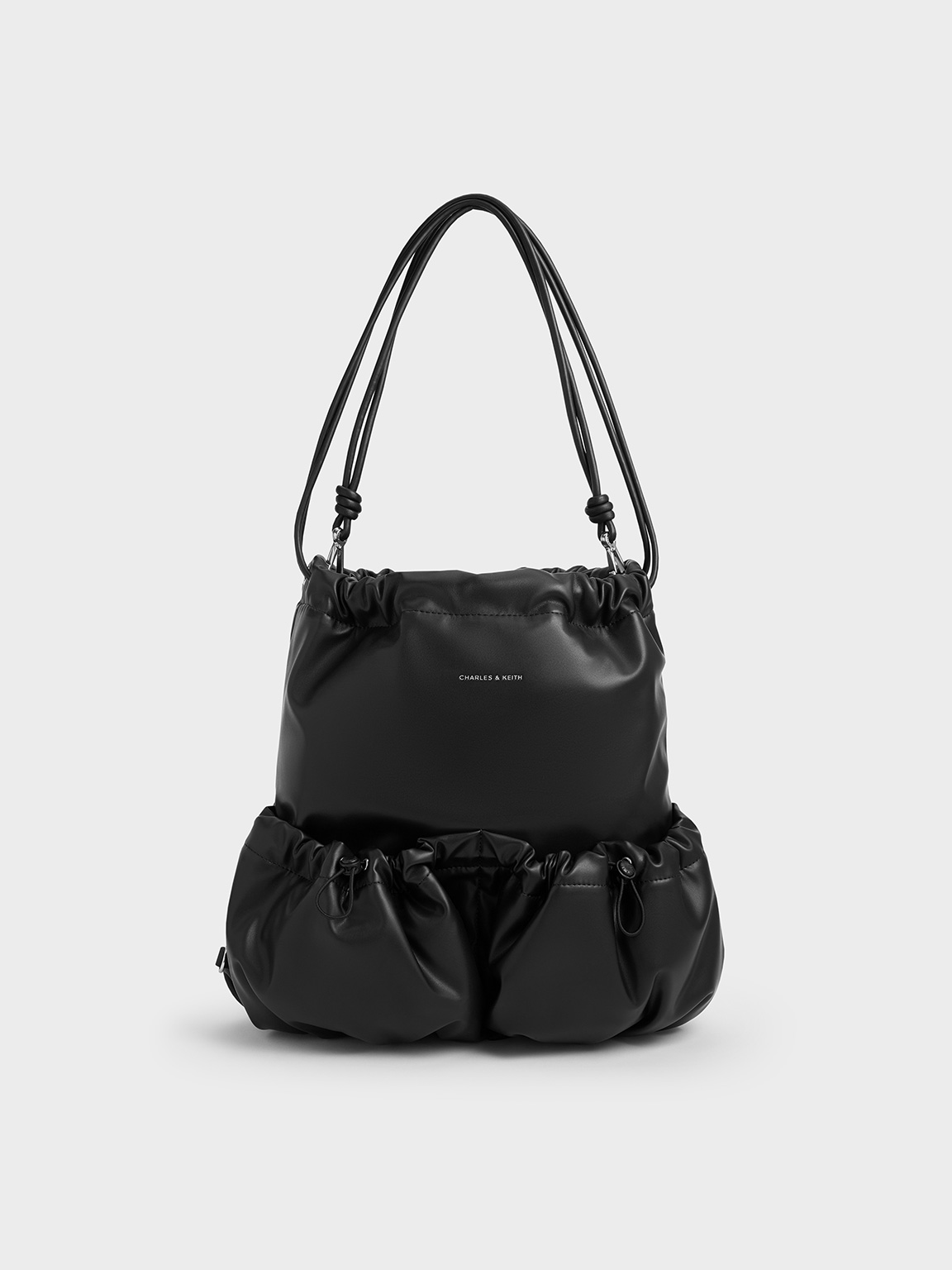 Noir maisy ruched drawstring backpack charles keith us
