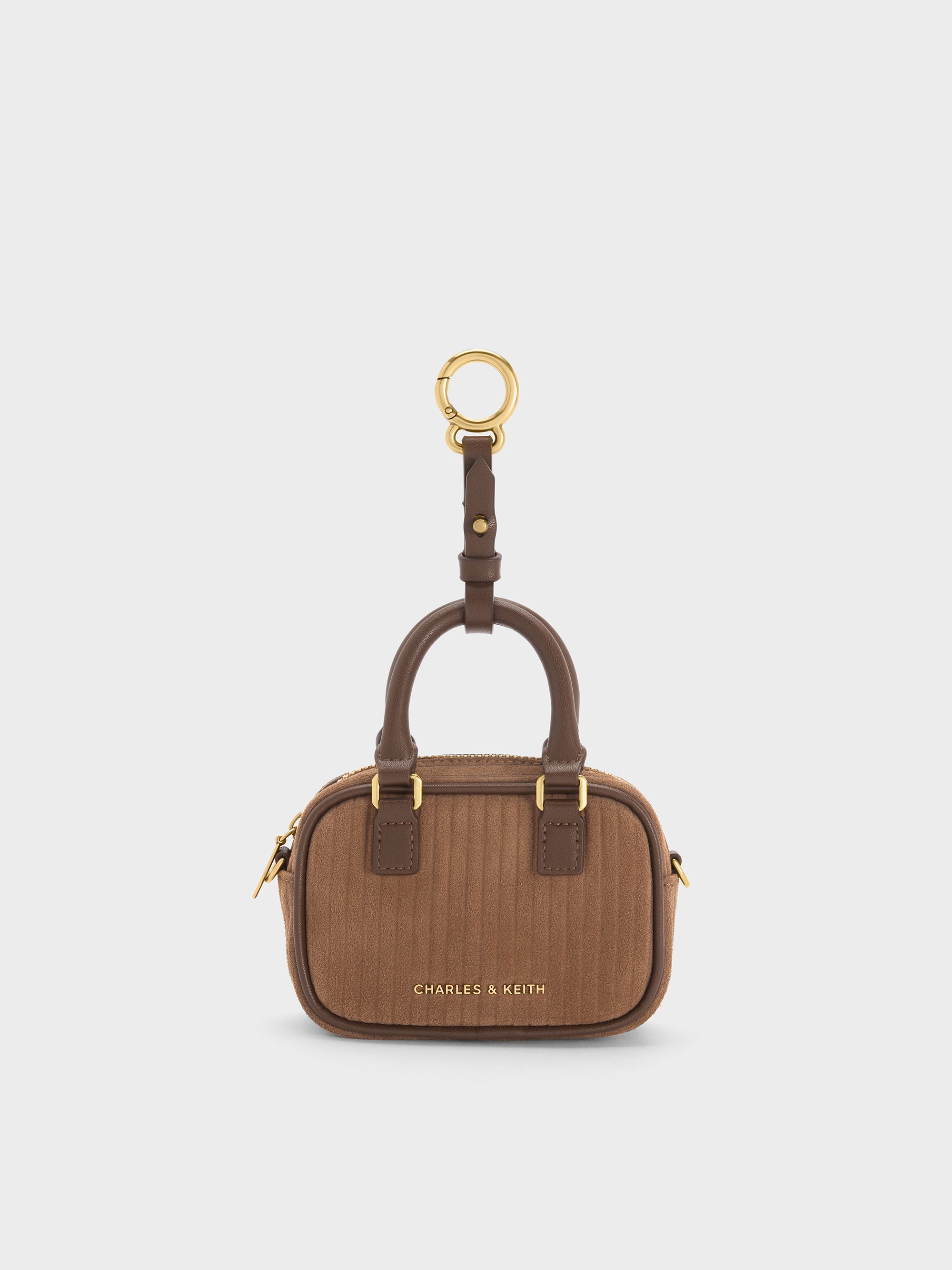 Charles & Keith - Sianna Corduroy Bowling-bag Charm In Brown