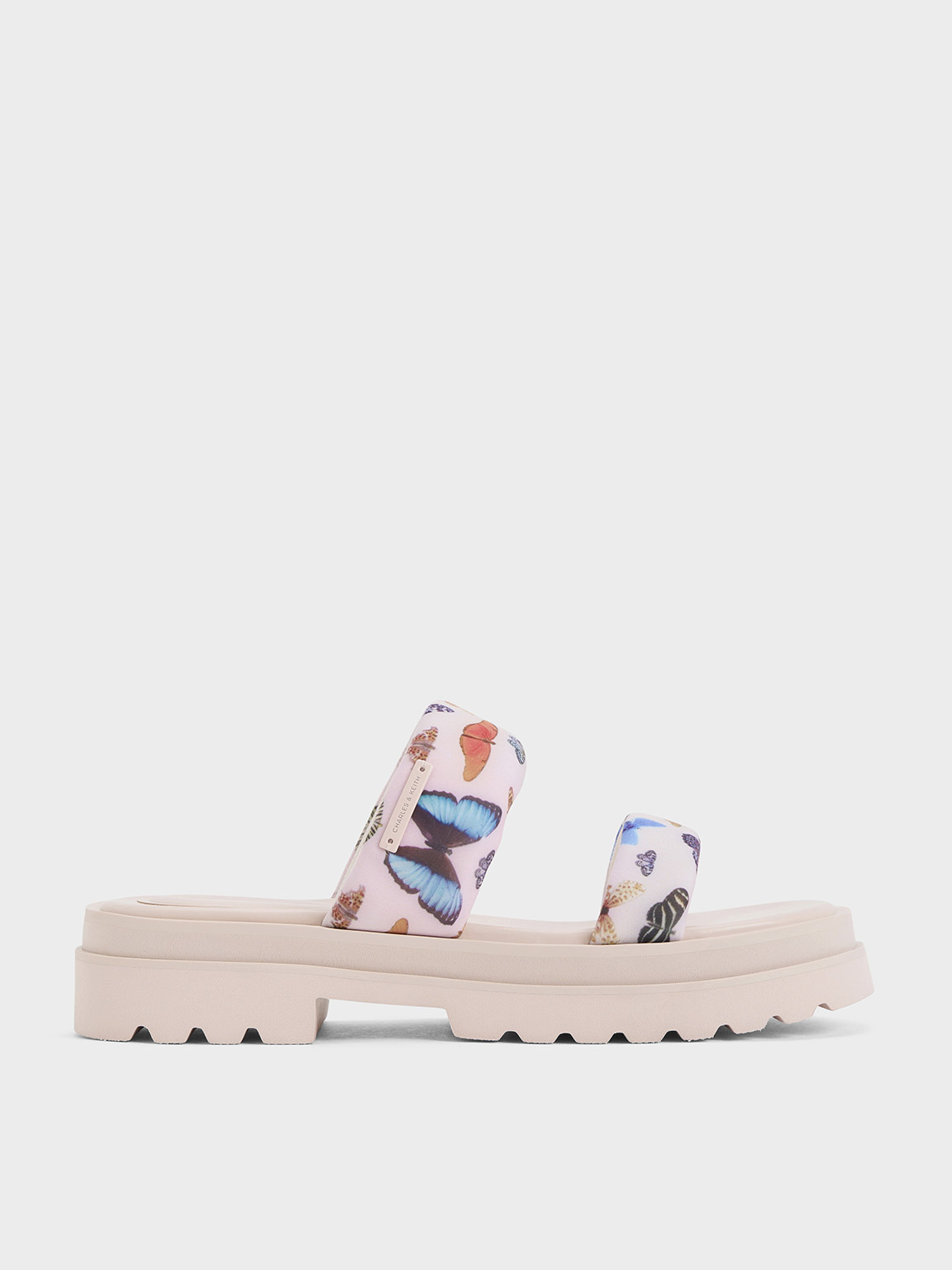 Shop Charles & Keith - Tattie Butterfly-print Puffy-strap Sandals In Multi