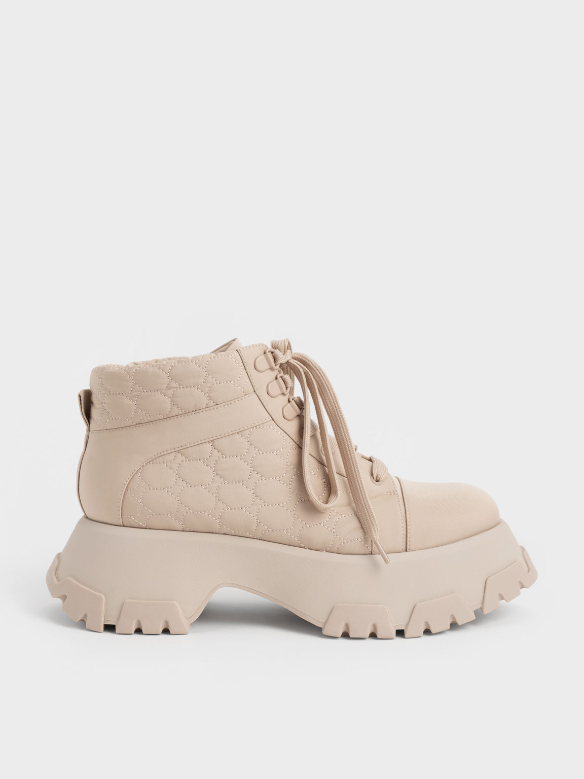 Charles & Keith Recycled Polyester High-top Sneakers In Nude