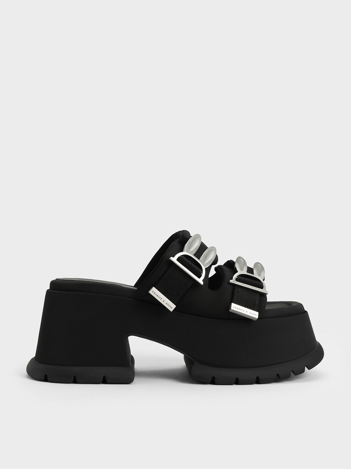 Black Judy Hopps Metallic Accent Wedge Mules - CHARLES