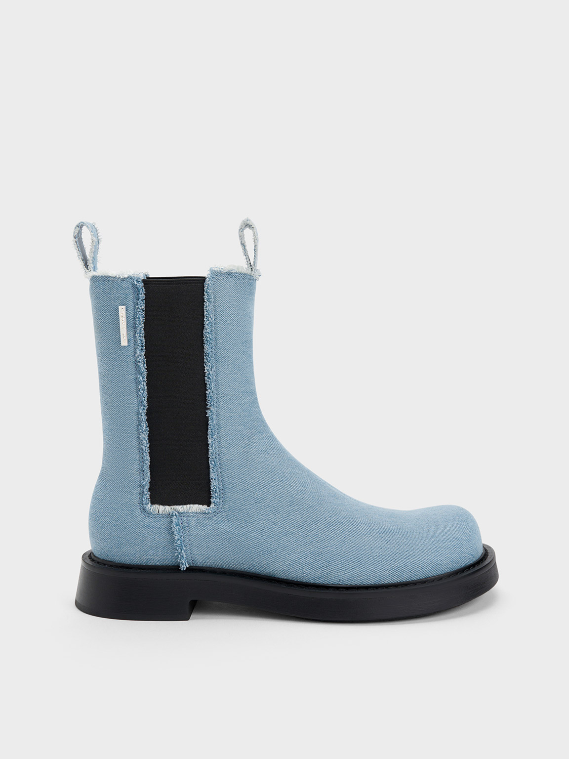 Charles & Keith Bryn Denim Chelsea Boots In Light Blue