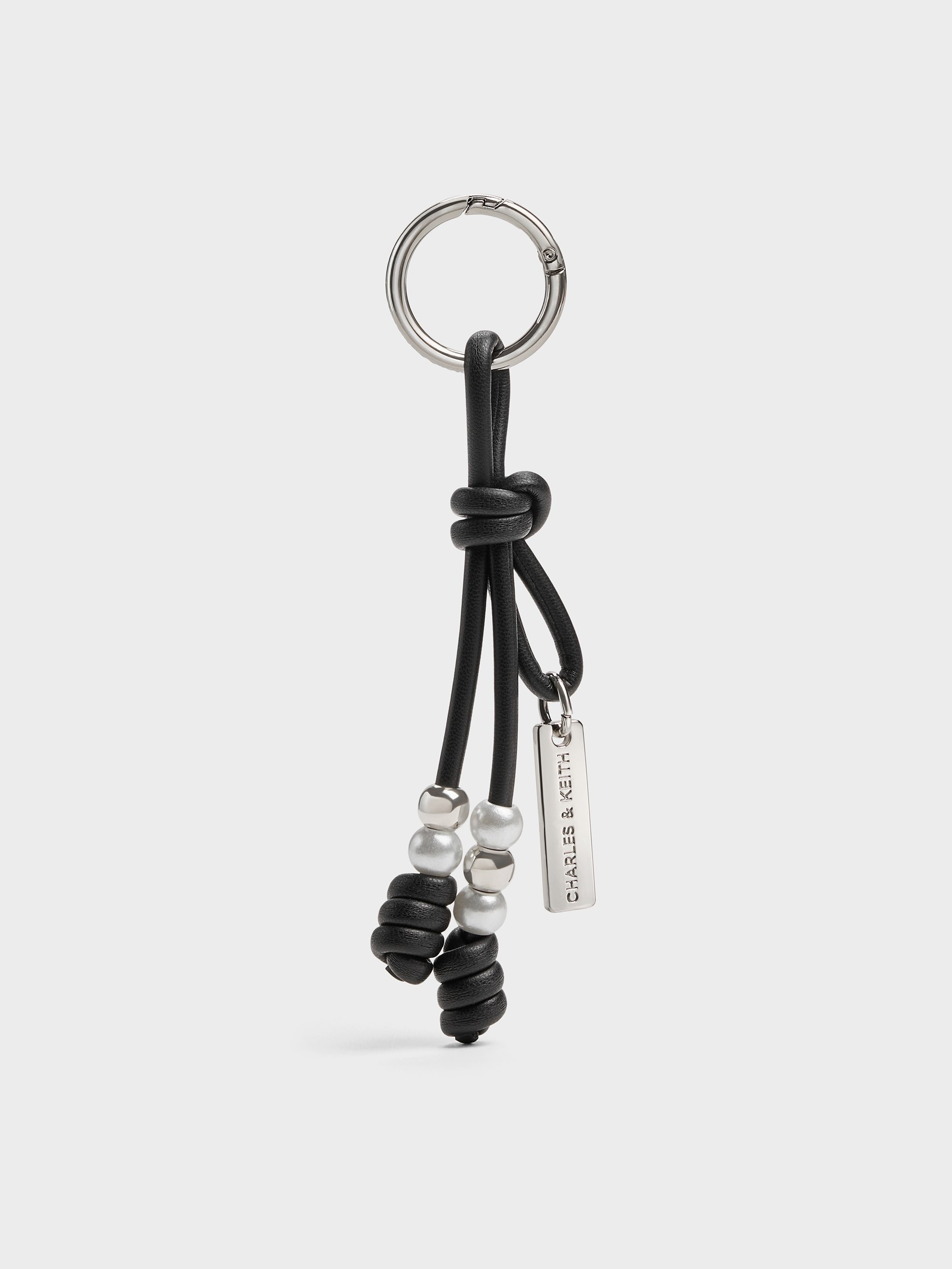 Charles & Keith - Beaded Cord Knot Charm In Black