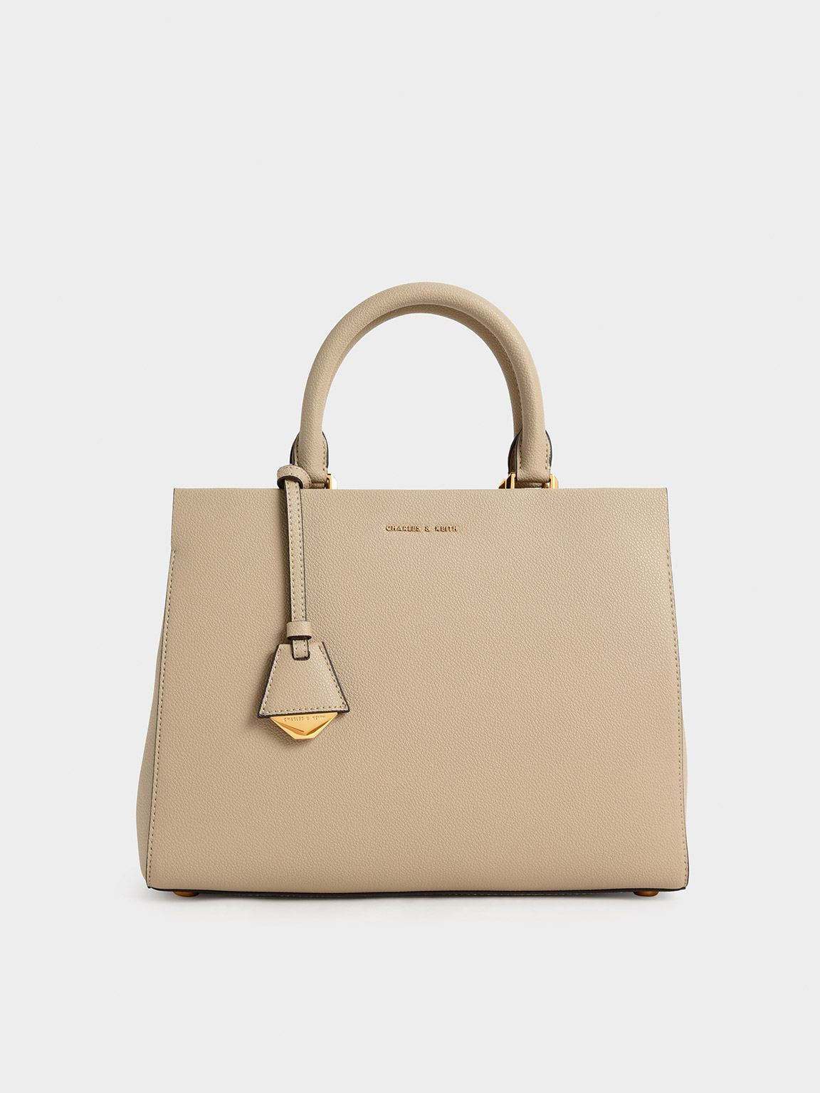 Charles & Keith - Women's Mirabelle Structured Handbag, Sand, L