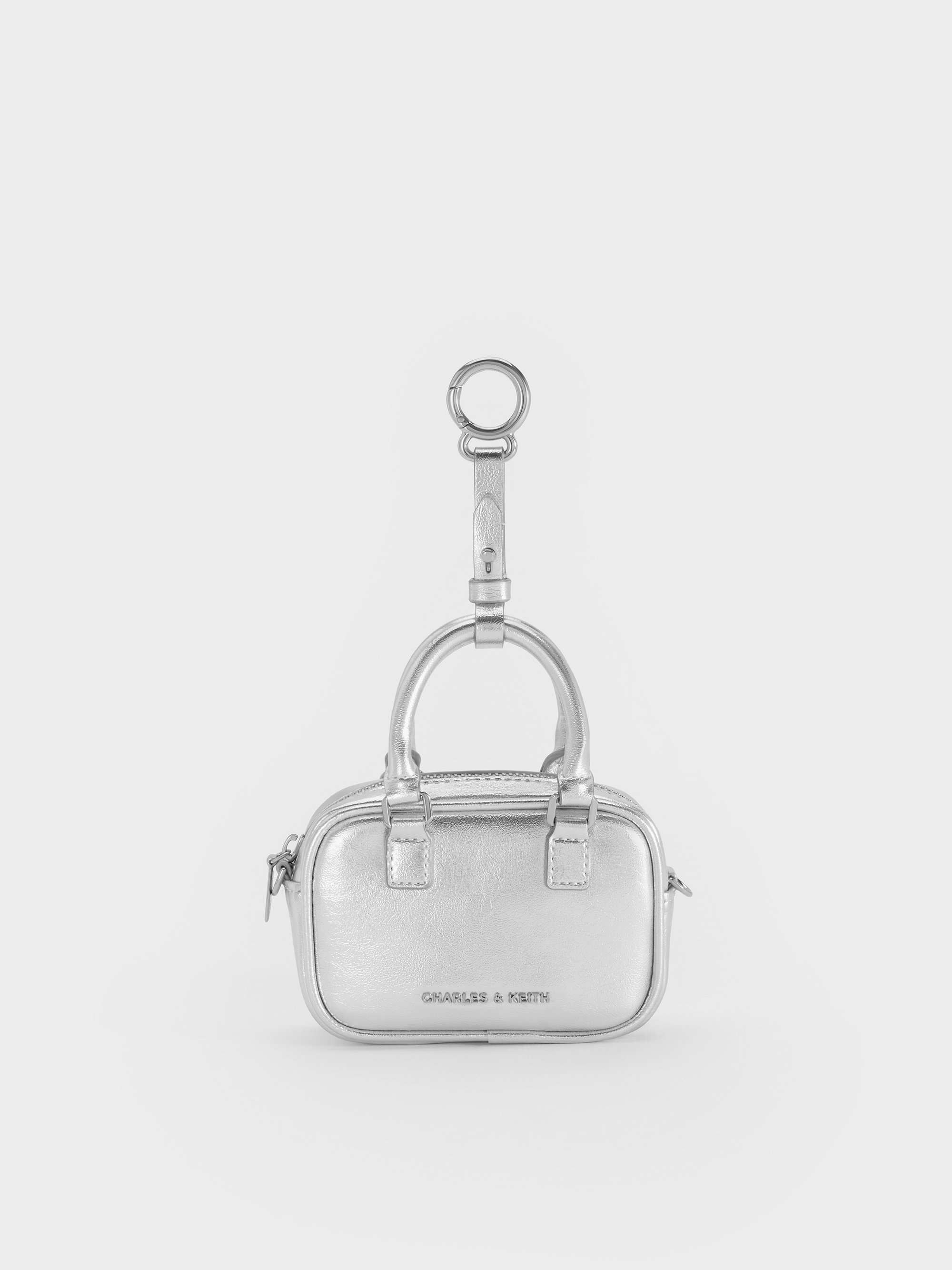 Charles & Keith - Sianna Metallic Bowling-bag Charm In Metallic
