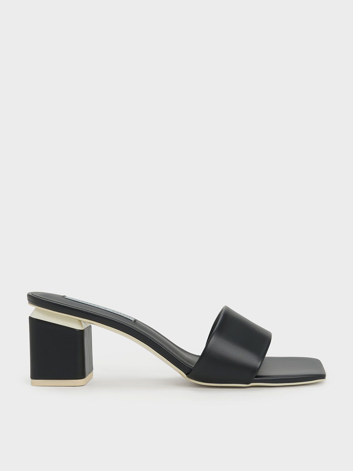 Black Square Block Heel Mules - CHARLES u0026 KEITH SG