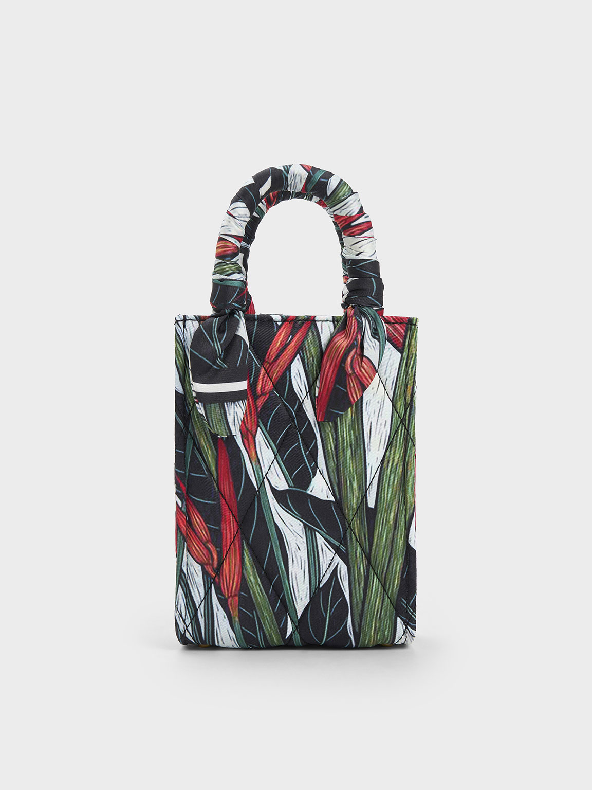 Charles & Keith Botanical Print Fabric Tote Bag In Red