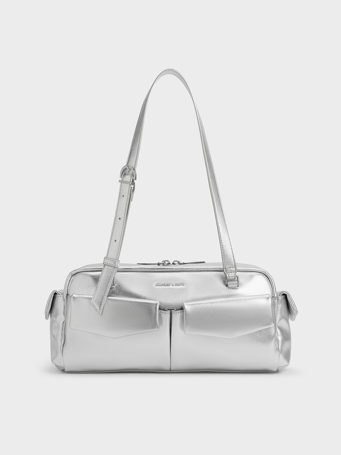Rachel Multi-Pocket Shoulder Bag - Silver - CHARLES & KEITH KR