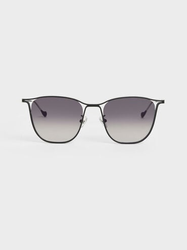 Charles & Keith Two-tone Wire Frame Butterfly Sunglasses In Black