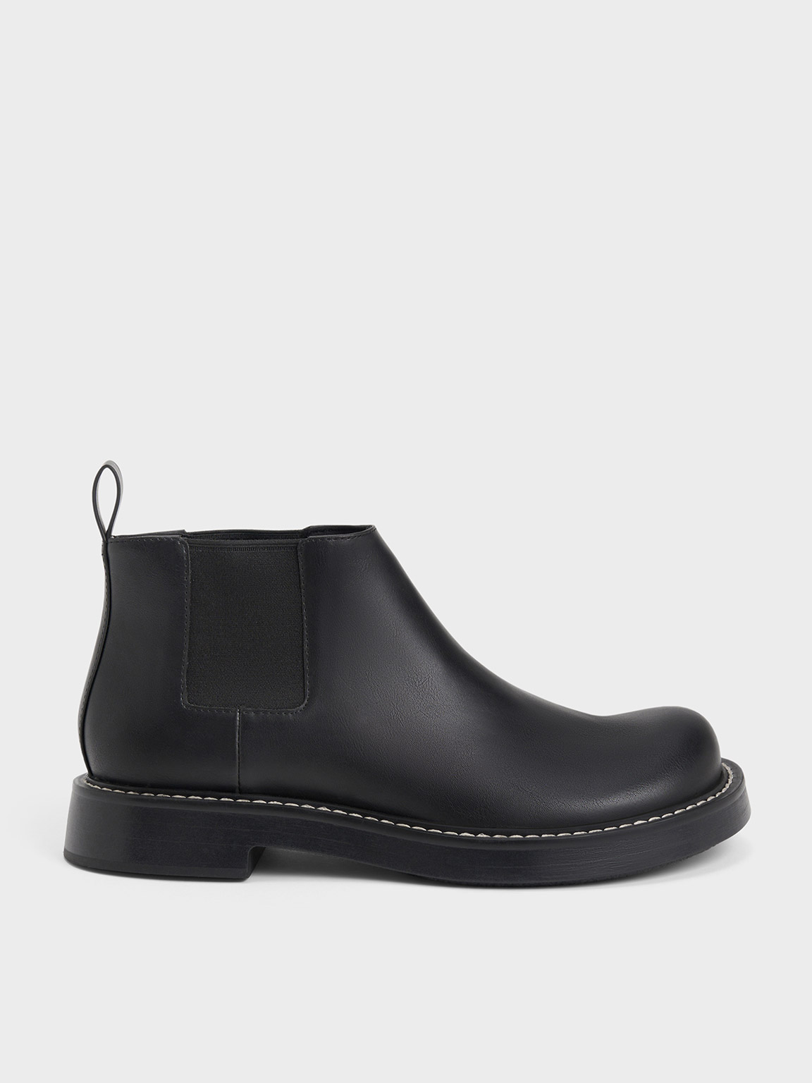 Charles & Keith Penelope Pull-tab Chelsea Boots In Black