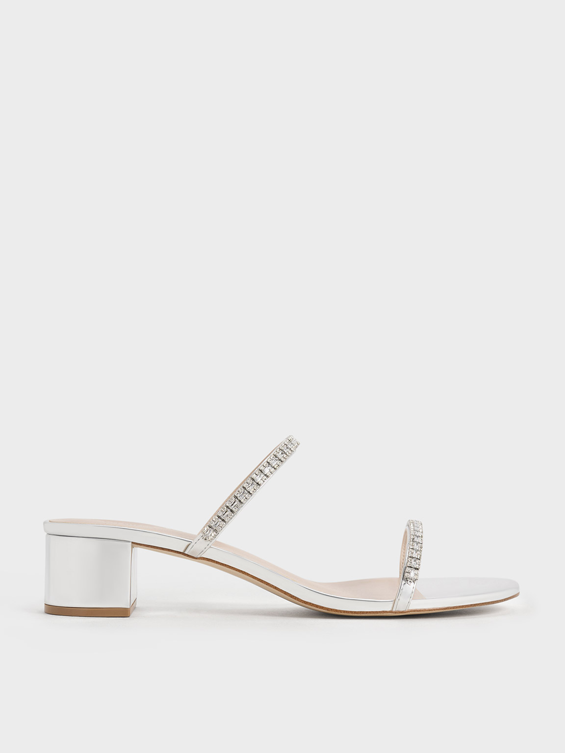 Ambrosia Metallic Gem-Embellished Mules - CHARLES & KEITH BH