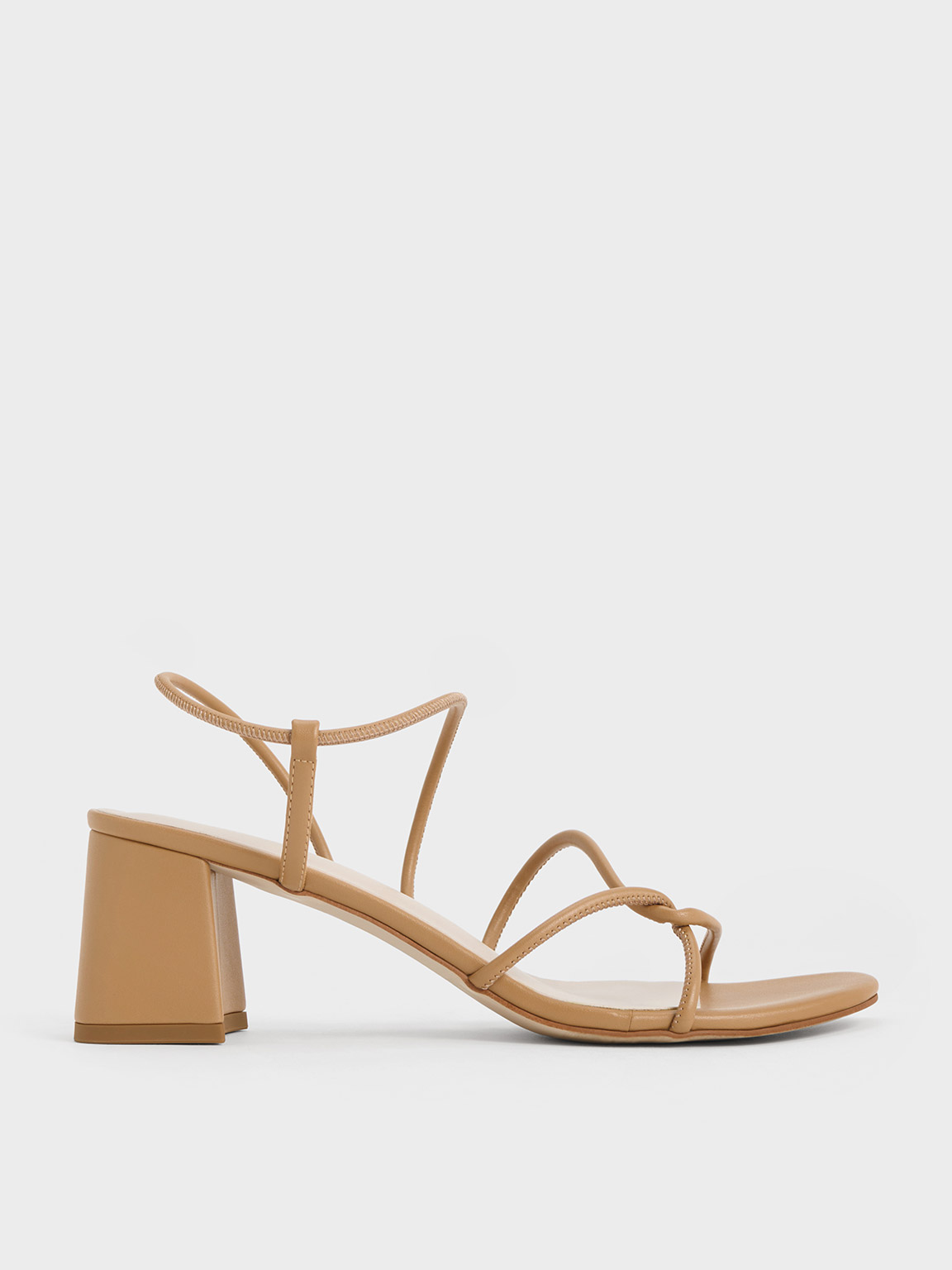 Charles & Keith Meadow Strappy Block Heel Sandals In Camel