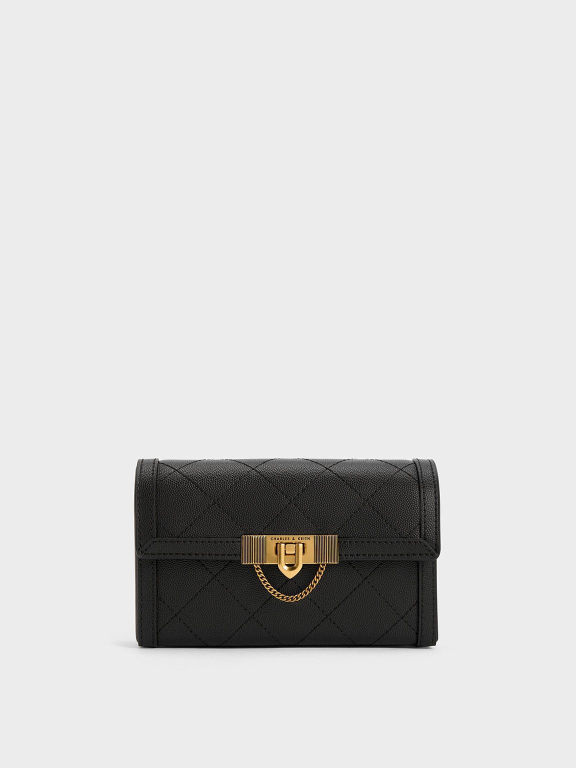 Tallulah Quilted Push-Lock Clutch - Black - CHARLES & KEITH KR display picture 1
