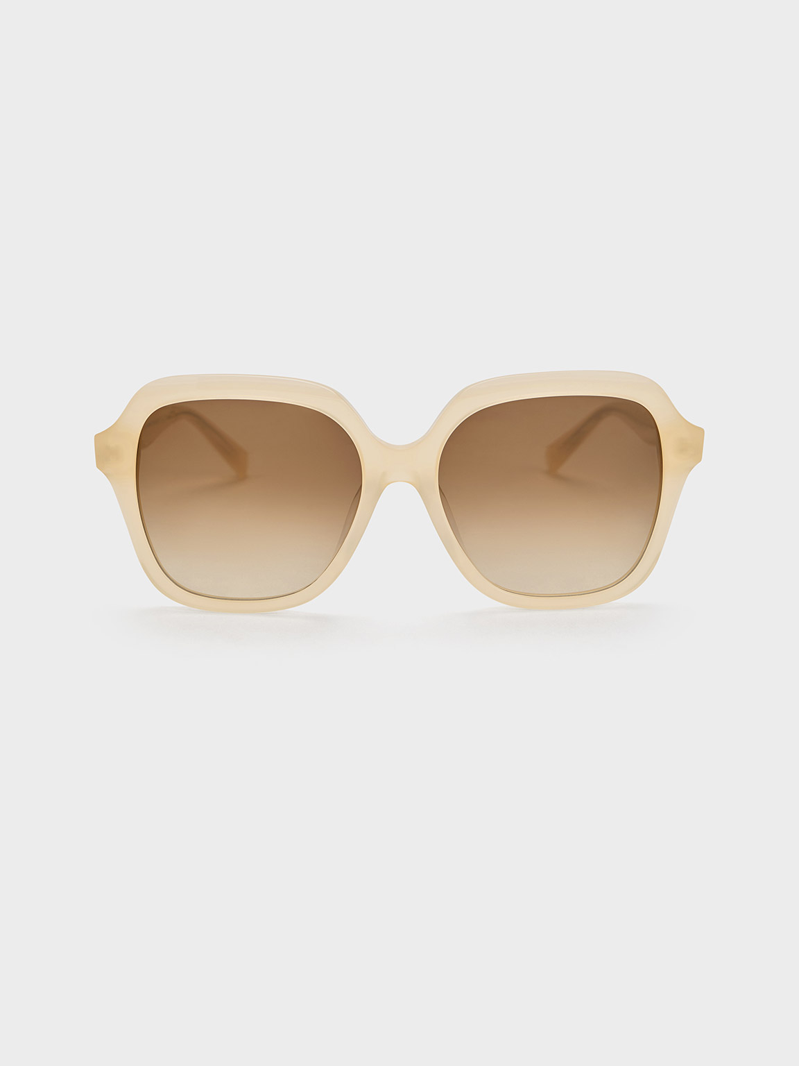 Shop Charles & Keith Recycled Acetate Wide-square Sunglasses In Butter