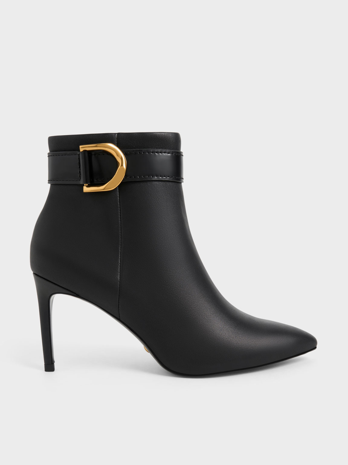 Black Gabine Leather Heeled Boots - CHARLES & KEITH US