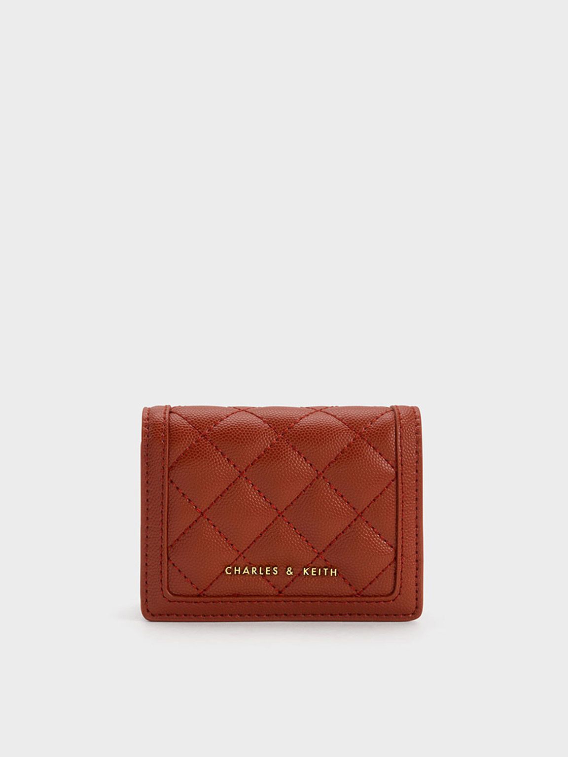 Charles & Keith Micaela Quilted Cardholder In Brick