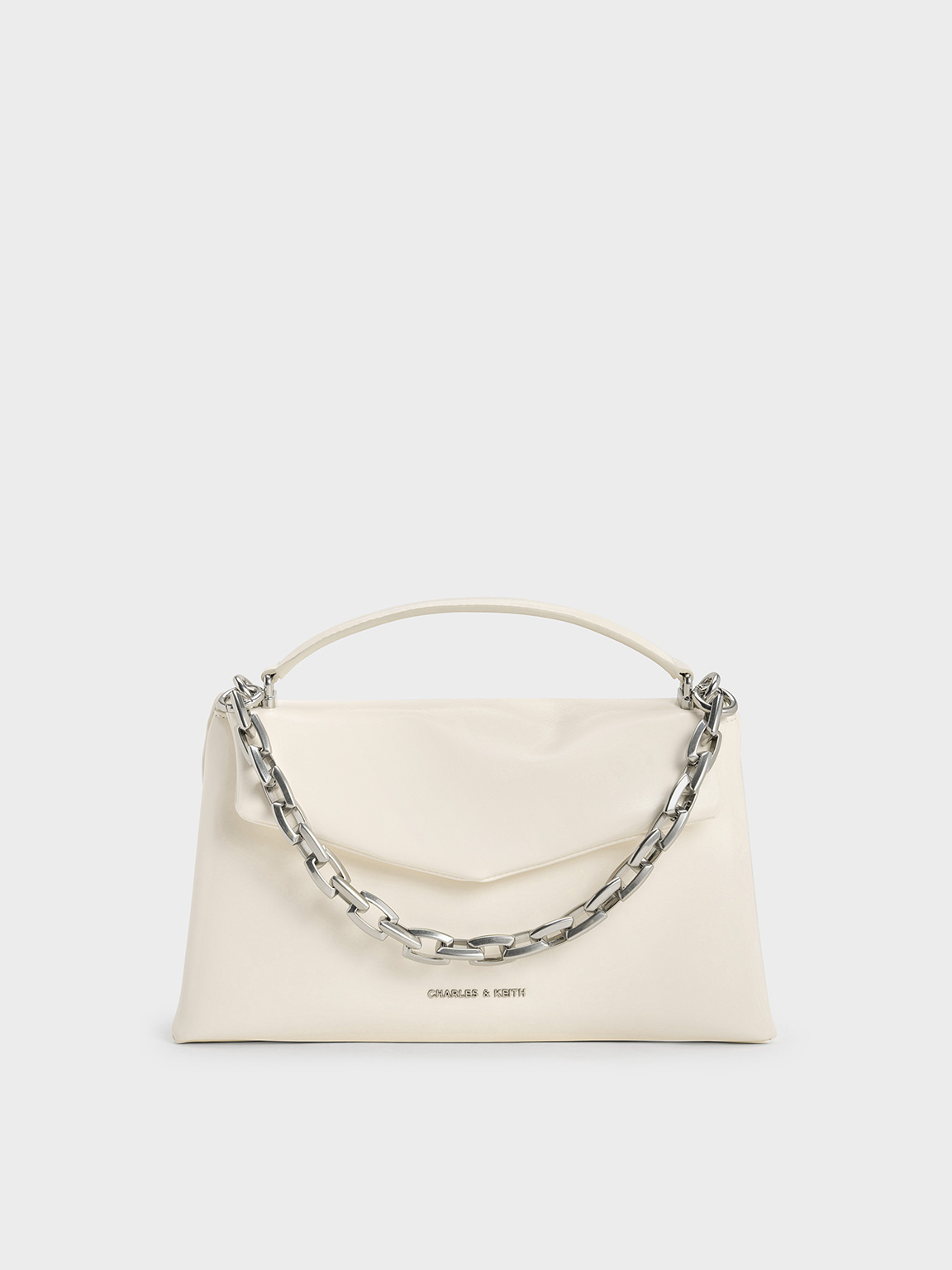 Andromeda Chunky-Chain Top Handle Bag - Cream - CHARLES & KEITH KR