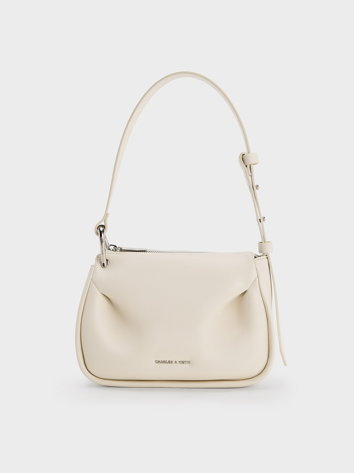 Charles & Keith Lumen Padded Crossbody Bag In Cream