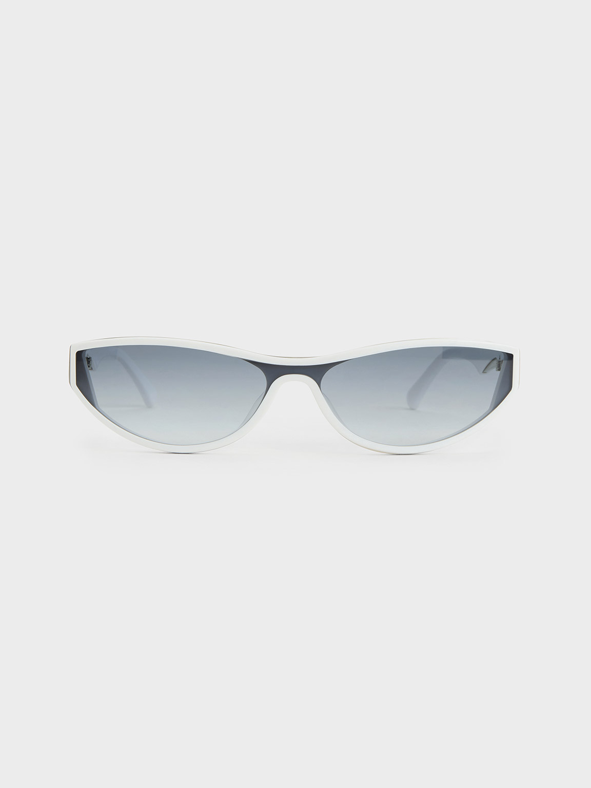 Charles & Keith Recycled Acetate Angular Shield Sunglasses In White